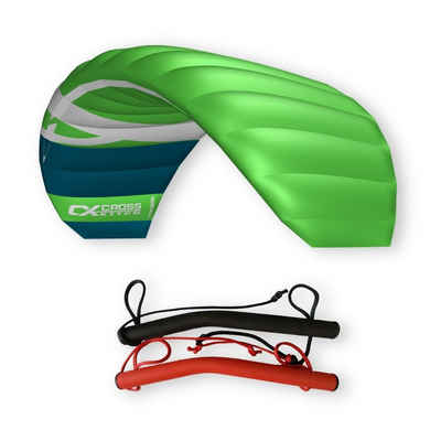 CrossKites Flug-Drache CrossKites Lenkmatte Quattro 4.5 Green mit Handles, Handles, Leinen, 2 Kitekiller