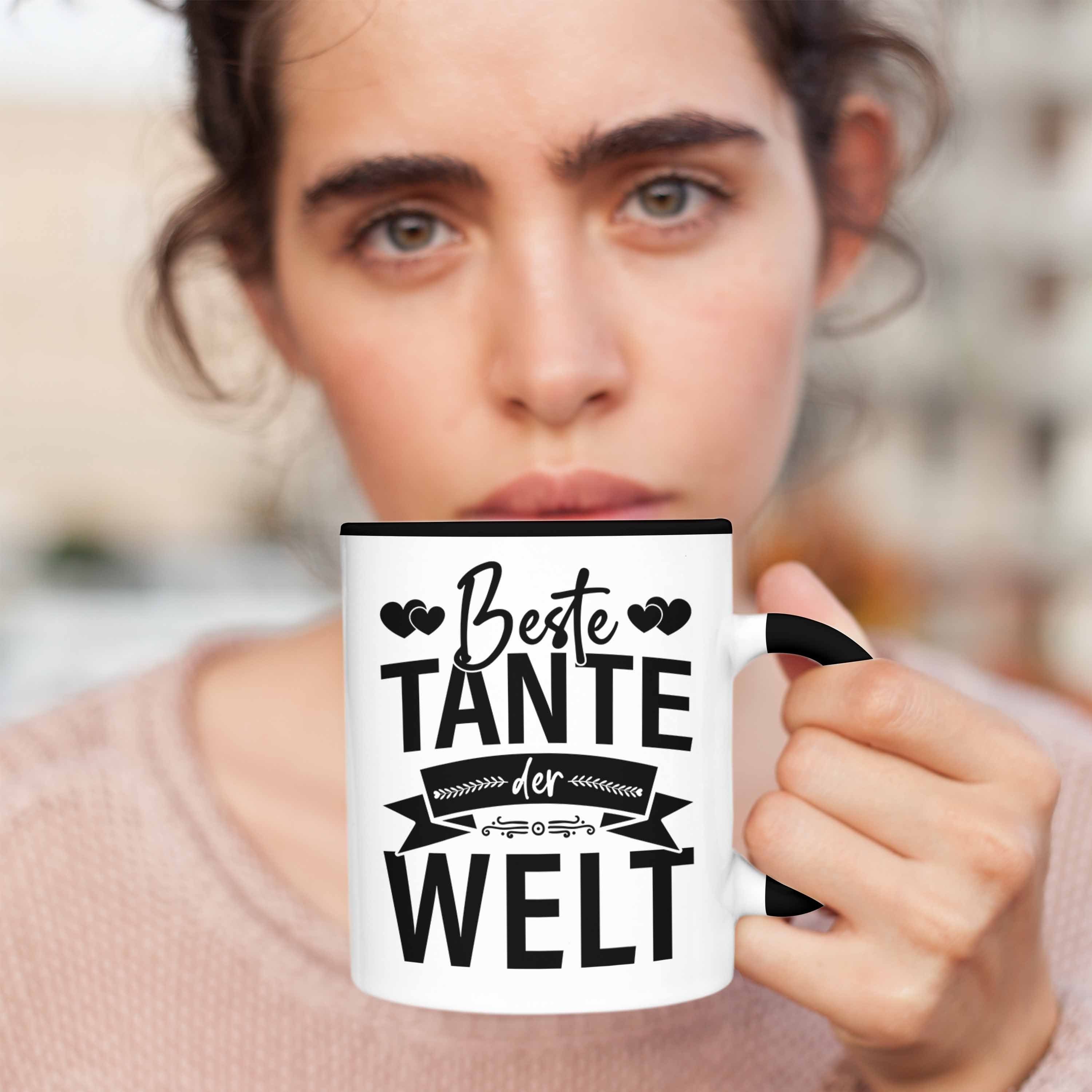 Der Lieblingstante Tasse - Trendation Tasse Welt Lustig Spruch Tante Trendation Geschenke Schwarz Beste Geschenkidee