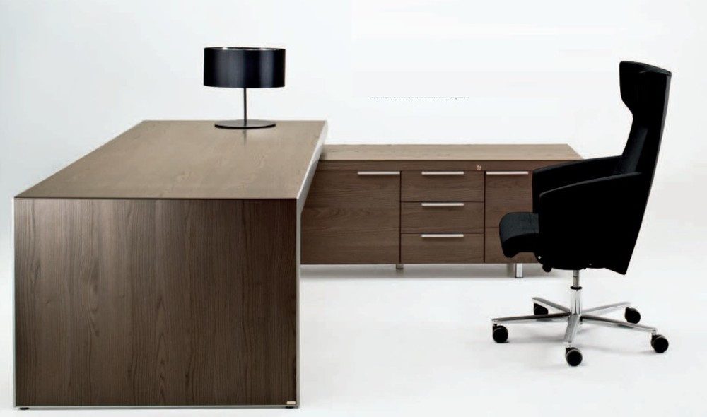 Eckschreibtisch Eckschreibtisch mit Schubladen für Büro, Kanzlei und Praxis - Braun