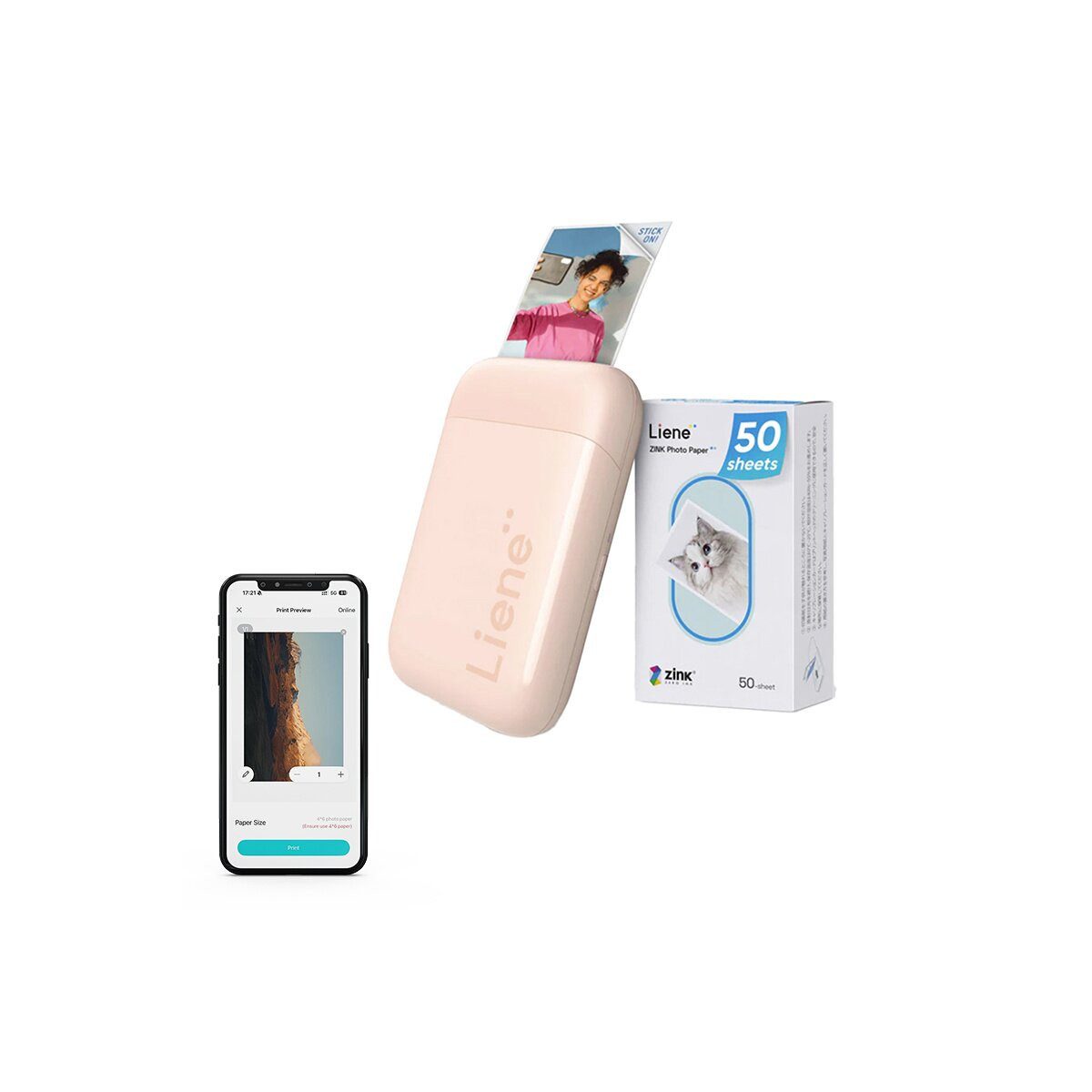 Liene Liene Pearl 2x3 Fotodrucker tragbar Bluetooth Mini Fotodrucker
