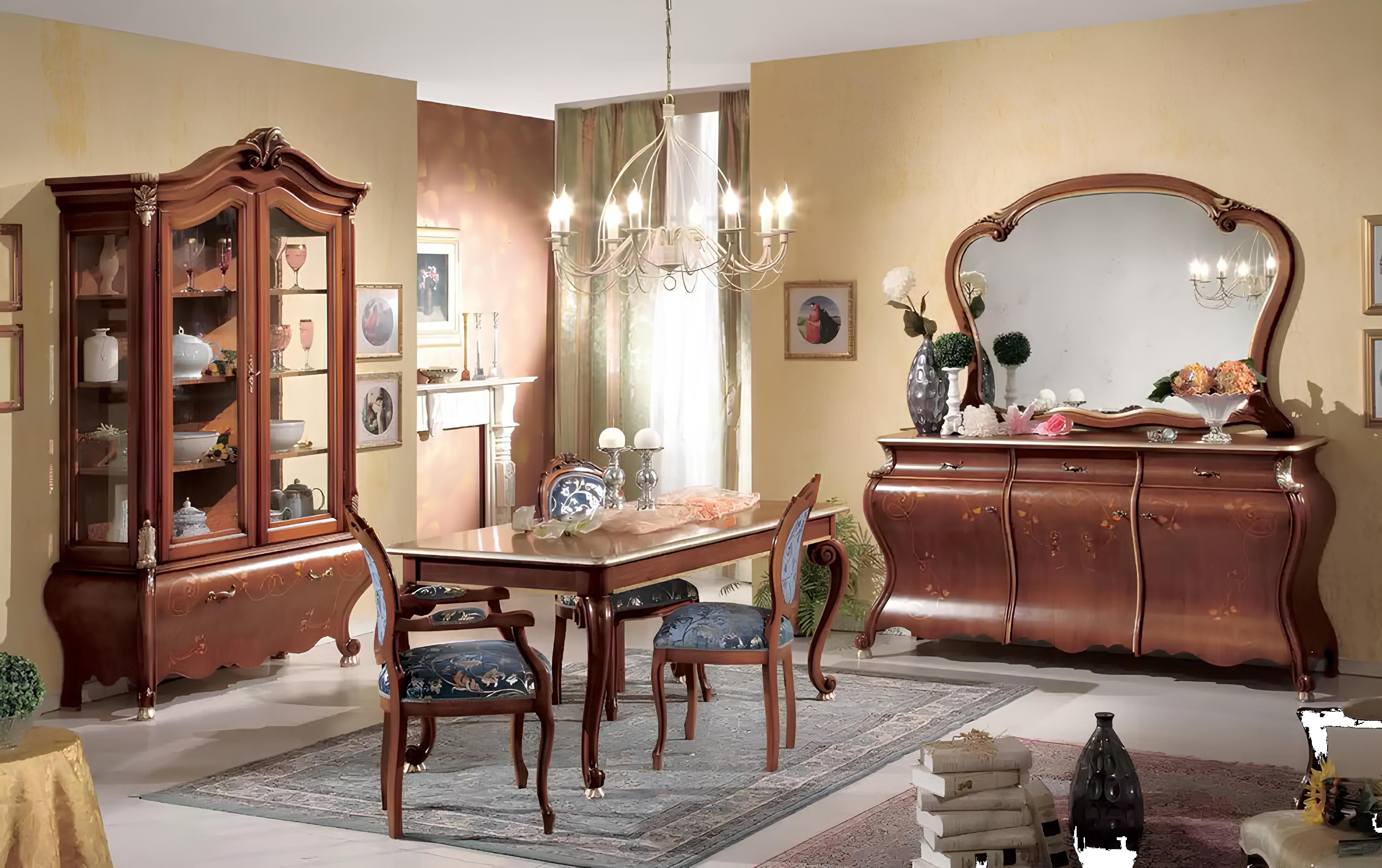 Xlmoebel Esszimmer-Set Luxuriöses Möbelset für das Esszimmer mit großem Esstisch 4 Stühlen, (Sideboard), Hergestellt in Europa