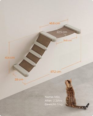 FEANDREA Katzen-Kletterwand, Kratzbaum Clickat Katzenmöbel 3er Set, mit Leiter,101cm Kratzsäule