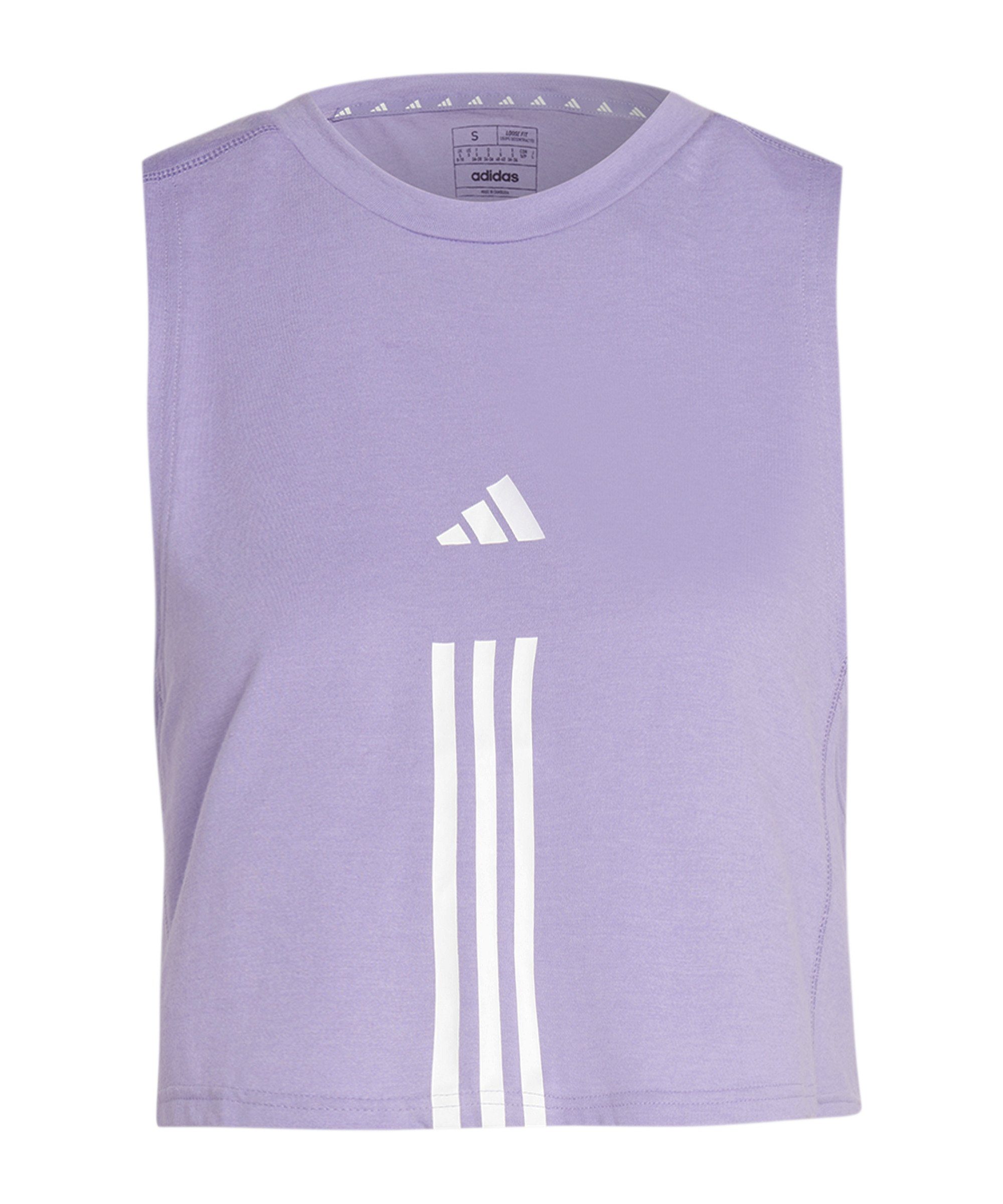 Performance Damen 3-Stripes T-Shirt Crop Top default adidas lilaweiss