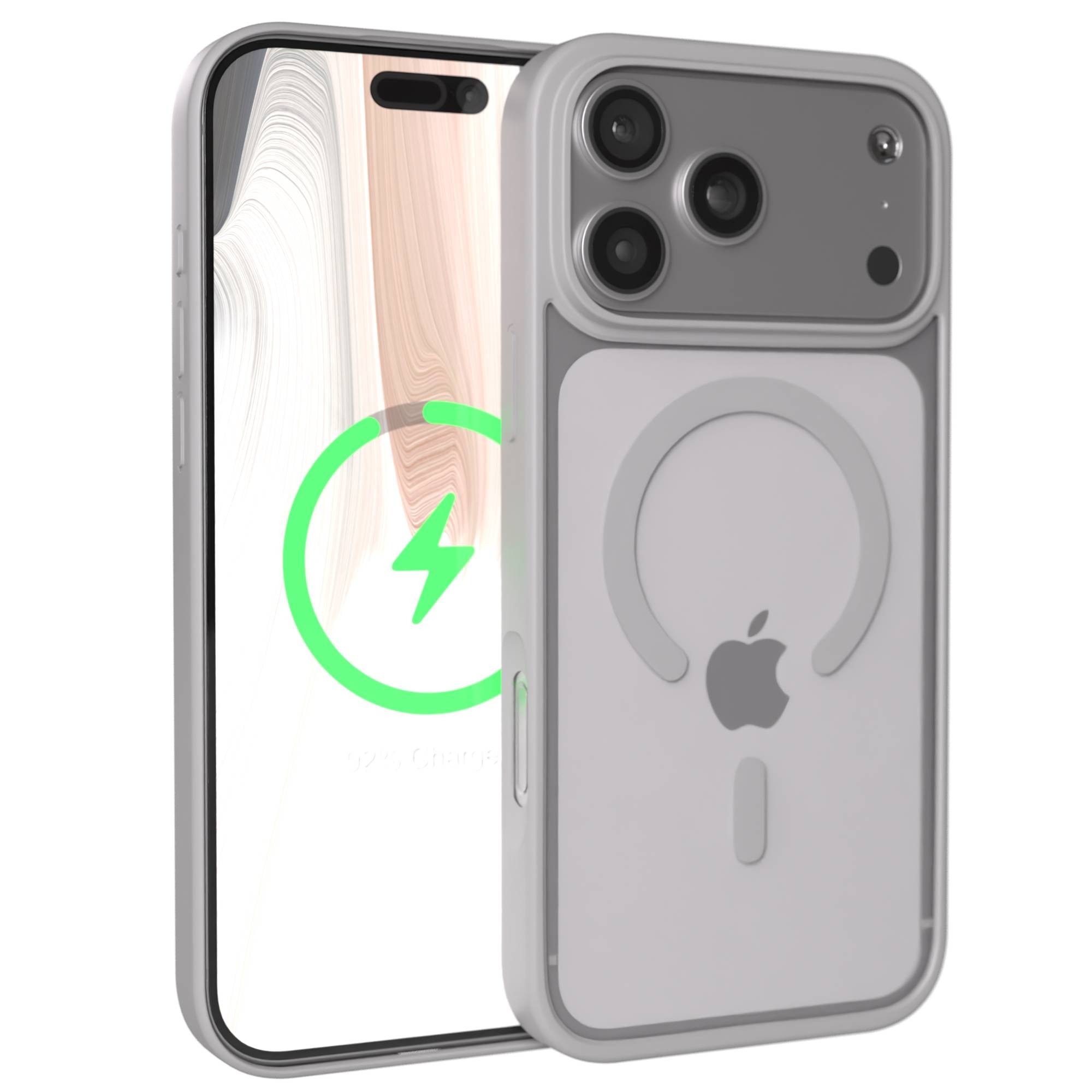 EAZY CASE Handyhülle Outdoor Case MagSafe für Apple iPhone 17 Pro Max 6,9 Zoll, Schutzhüllle Outdoor Case mit MagSafe stoßfest Backcover modern Grau