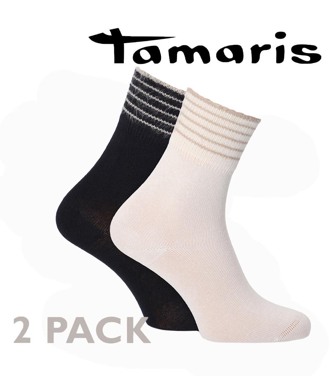 Tamaris Komfortsocken mit Ripp-Bund aus Effektgarn (Set, 2-Paar, 2 Paare) aus hautfreundlicher Baumwolle