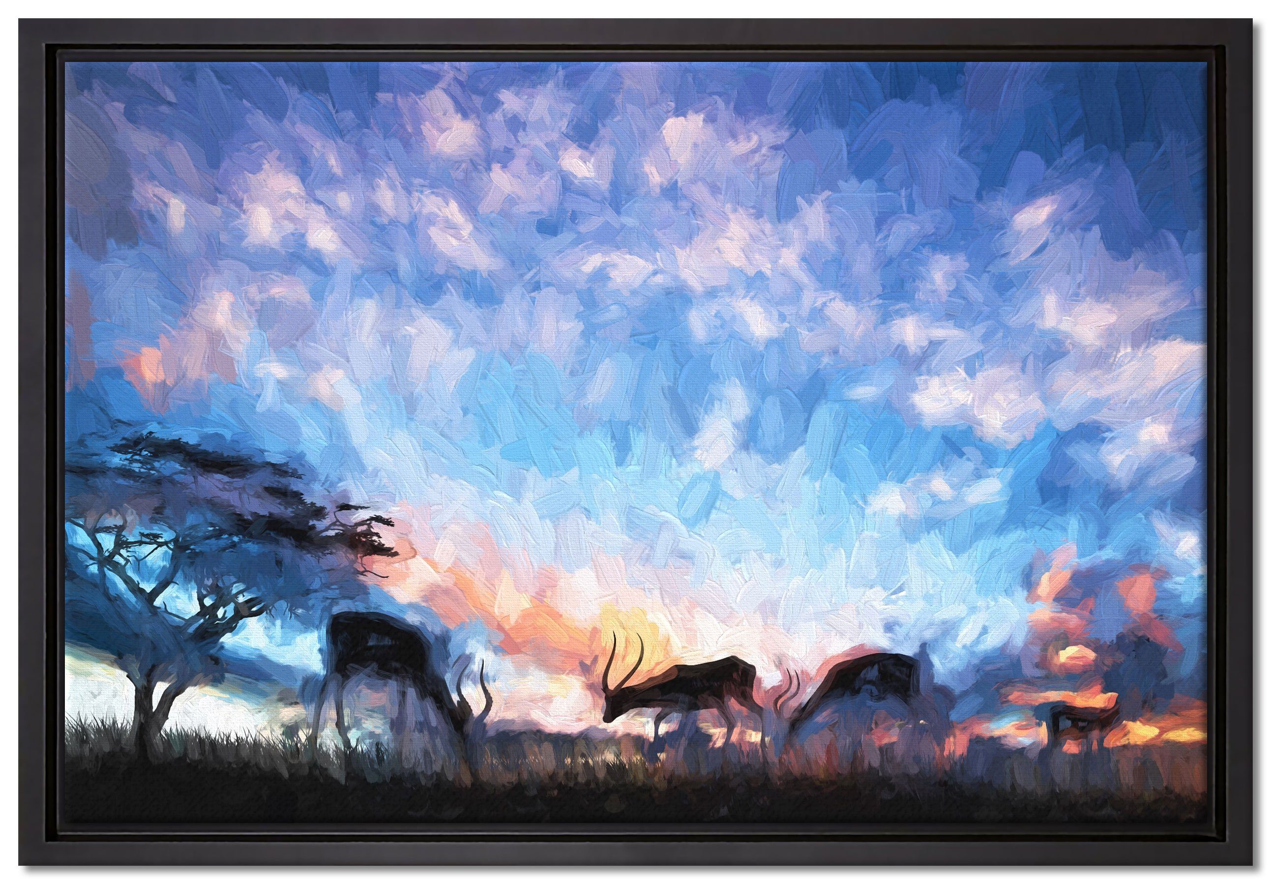 Pixxprint Leinwandbild Tiere in der Natur, Wanddekoration (1 St), Leinwandbild fertig bespannt, in einem Schattenfugen-Bilderrahmen gefasst, inkl. Zackenaufhänger