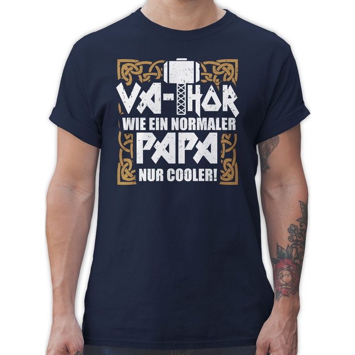 Shirtracer T-Shirt Va-Thor wie ein normaler Papa nur cooler! - weiß/braun - Vatertag Geschenk für Papa - Herren Premium T-Shirt tshirt zum vatertag - vathor shirt - wikinger t-shirt