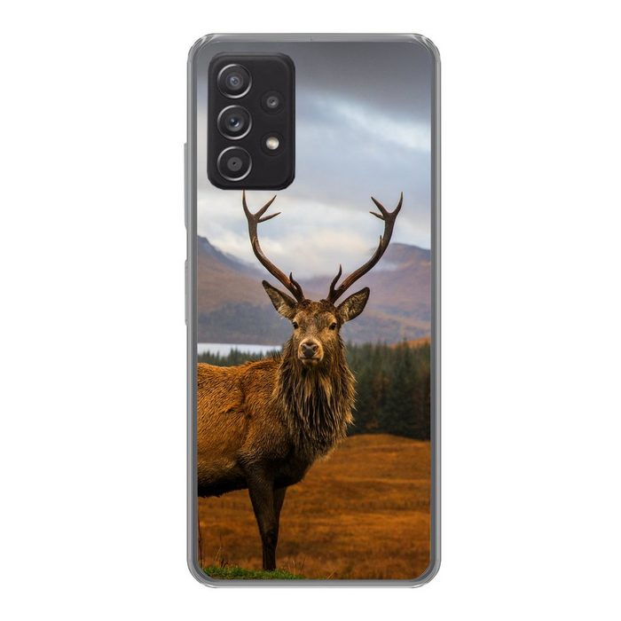 MuchoWow Handyhülle Hirsche - Berge - Wasser - Landschaft - Tiere - Bäume Handyhülle Telefonhülle Samsung Galaxy A73