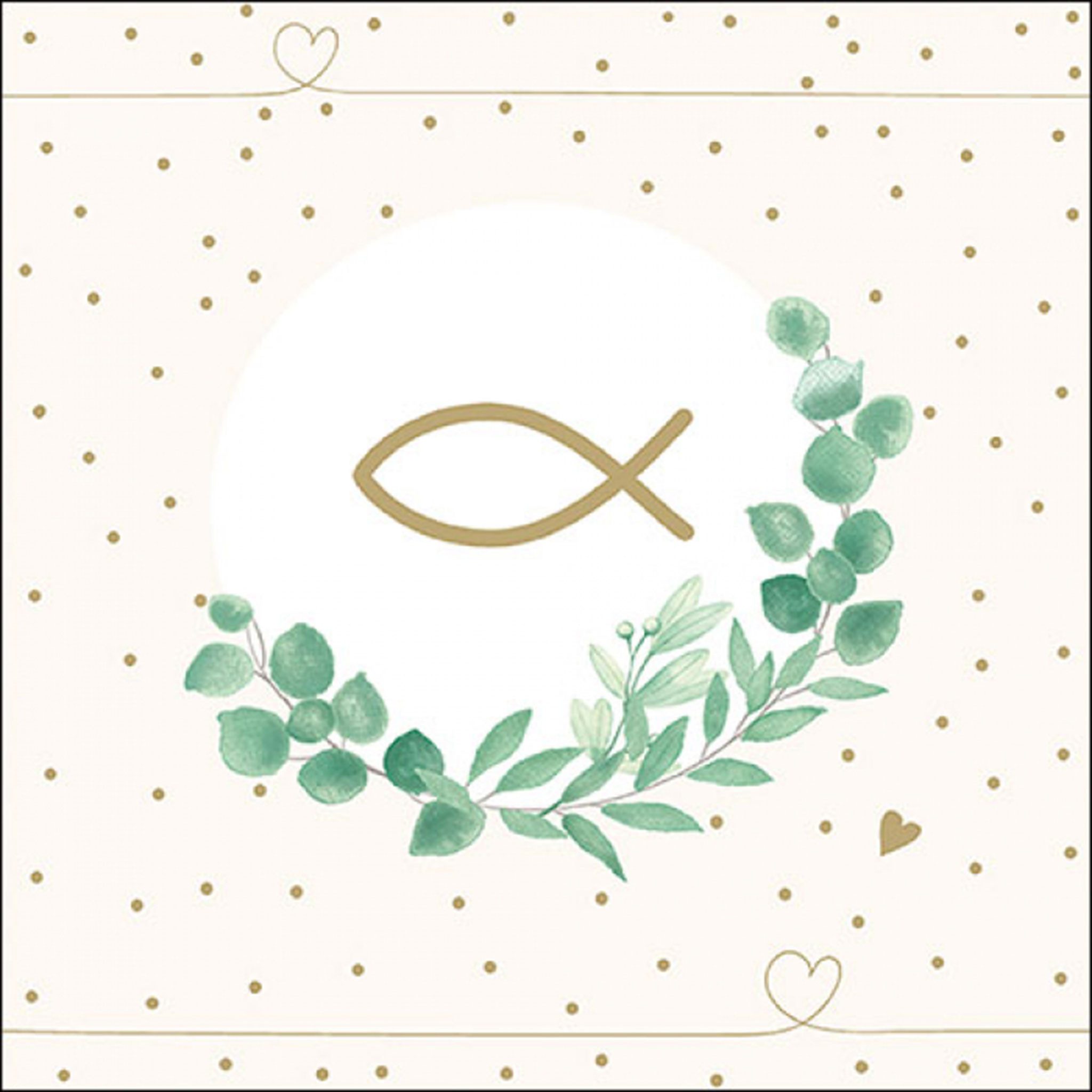 Ambiente Luxury Paper Products Papierserviette, Servietten Papier 33x33cm 3-lagig mit Fischsymbol & Eukalyptus 20 Stk.