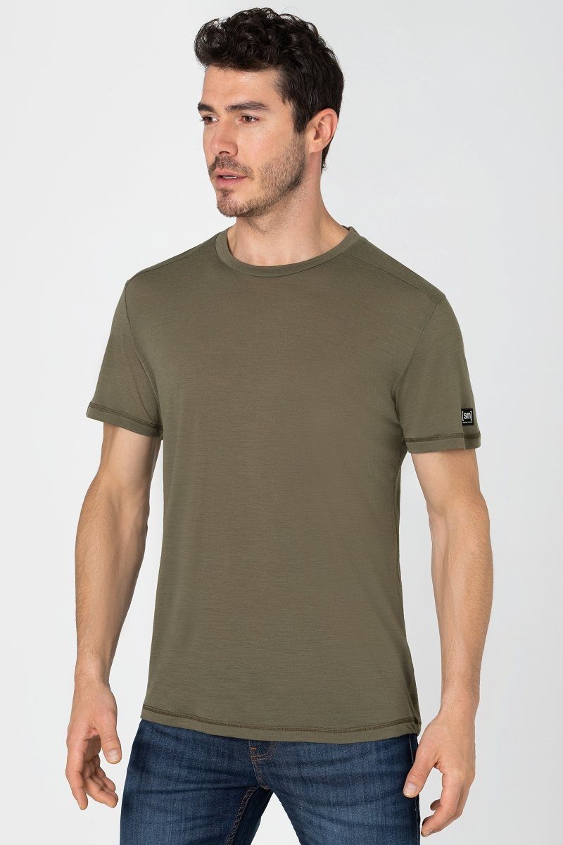 SUPER.NATURAL T-Shirt Merino T-Shirt M ESSENTIAL SS geruchshemmender Merino-Materialmix Stone Grey