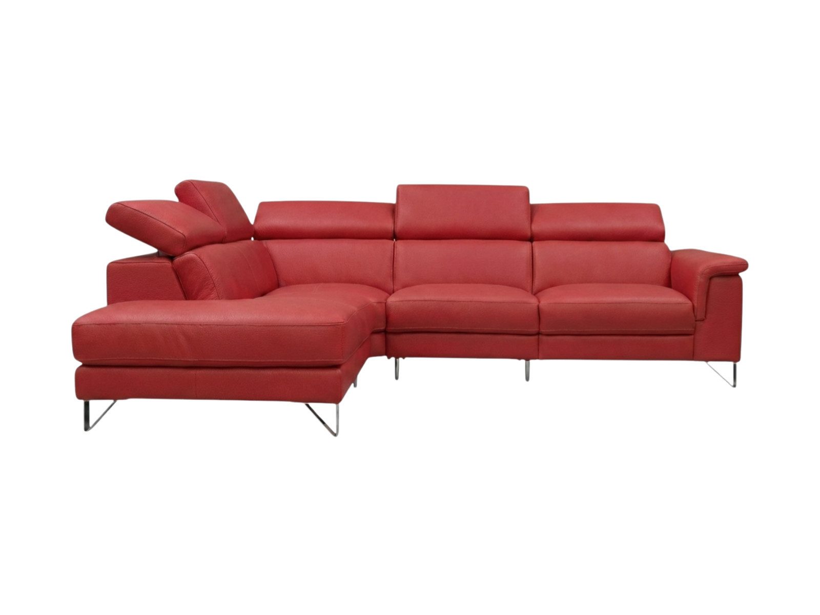 Villa Möbel Ecksofa Antares, L-Form 1 Teile, Echtleder-Ecksofa mit Kopfteilverstellung fürs Wohnzimmer