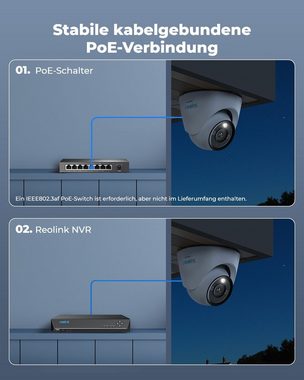 Reolink 12MP PoE Ultra HD Dome Überwachungskamera (Innenbereich, Außenbereich, Farb-Nachtsicht, Personen-/Autoerkennung, 2-Wege-Audio, Spotlight)