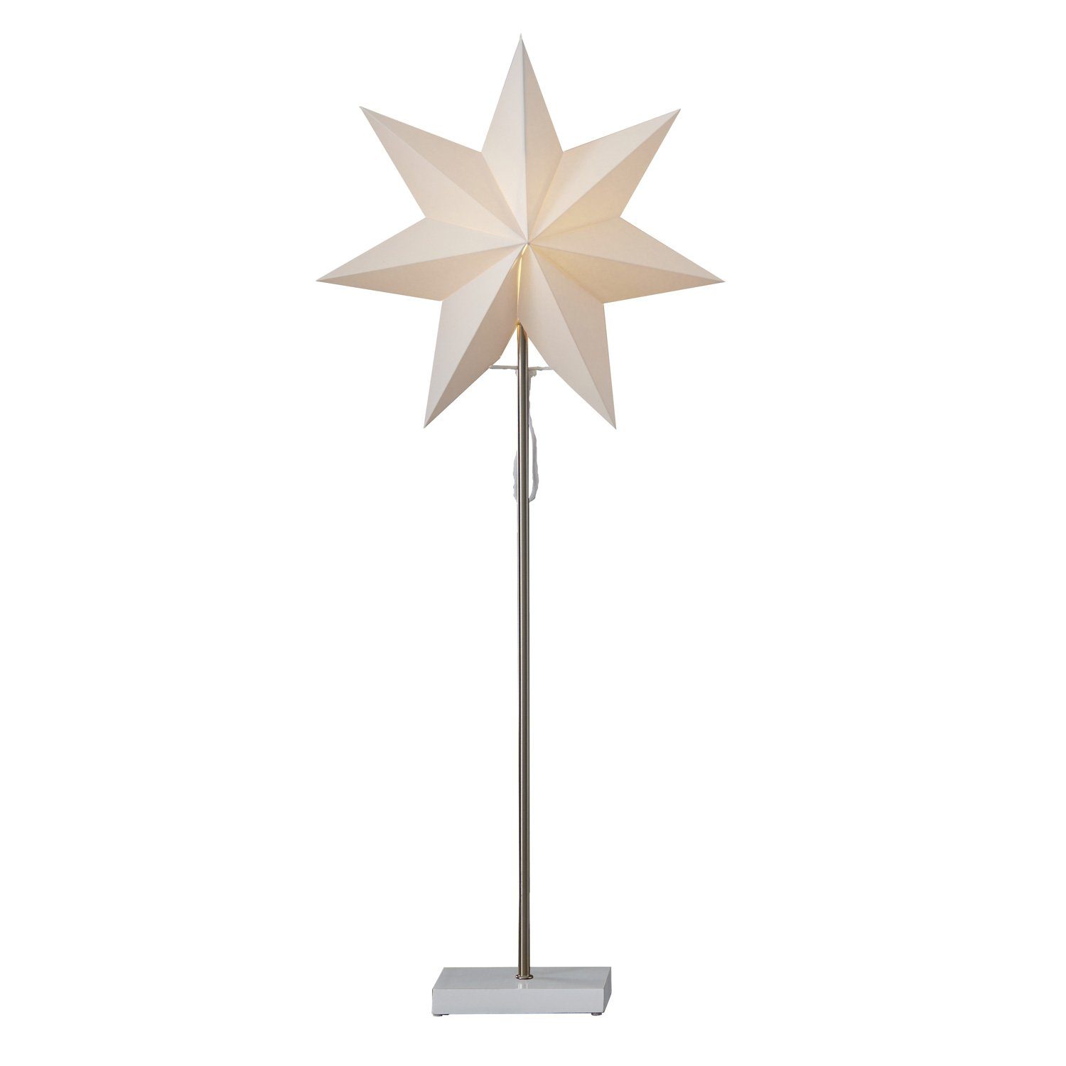 Papierstern LED weiß stehend E14 STAR 80cm Weihnachtsstern Stern 7-zackig TRADING Stehleuchte