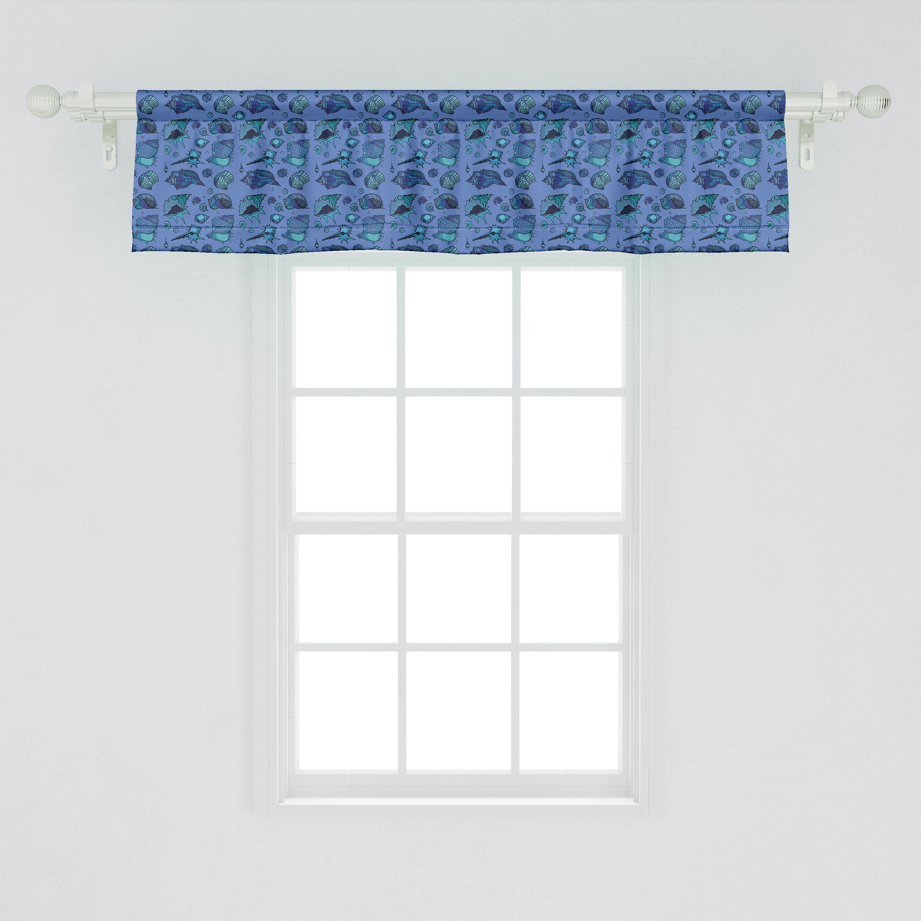 Scheibengardine Vorhang Volant Stangentasche, Muscheln Microfaser, Verschiedene Nautisch Schlafzimmer für Dekor Küche Muster mit Abakuhaus