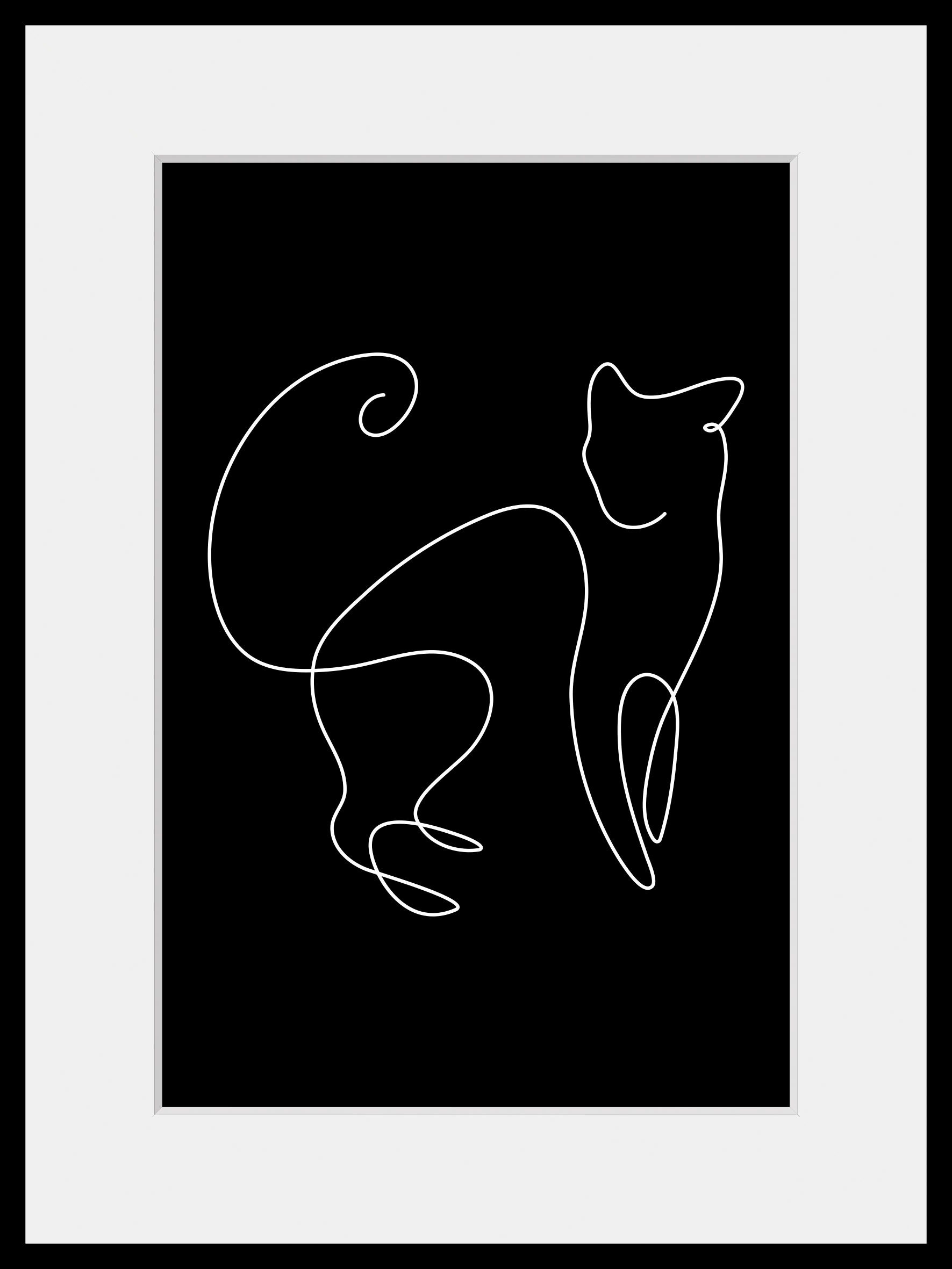 queence Bild Simba, Haustiere, Katze, Katzen, Katzenbilder, Kunst, Schwarz-Weiß (1 St), HD Premium Poster-Druck inkl. Holzrahmen. € 41,23