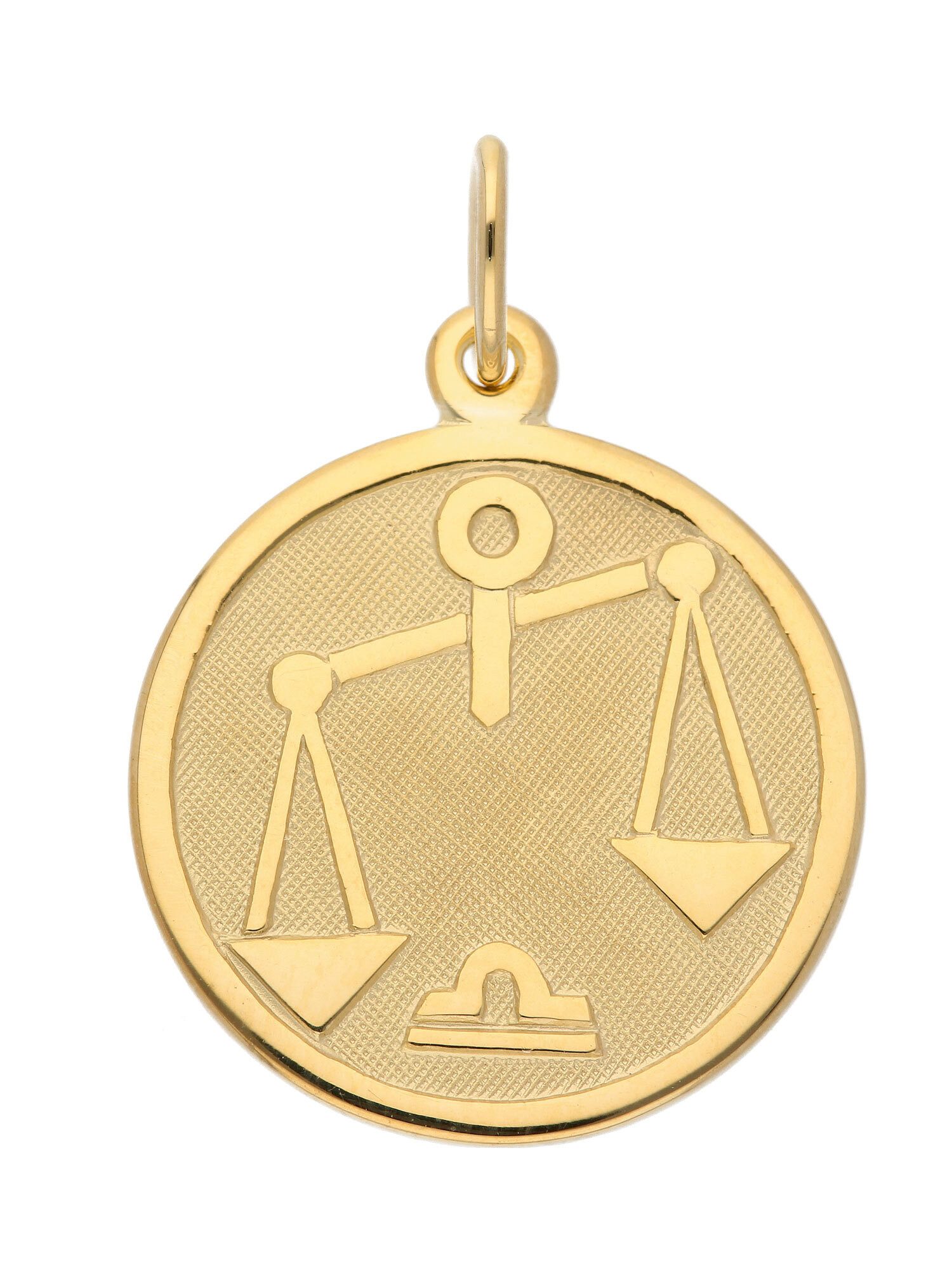Kettenanhänger 333 Gold Sternzeichen Anhänger Waage Ø 16 mm