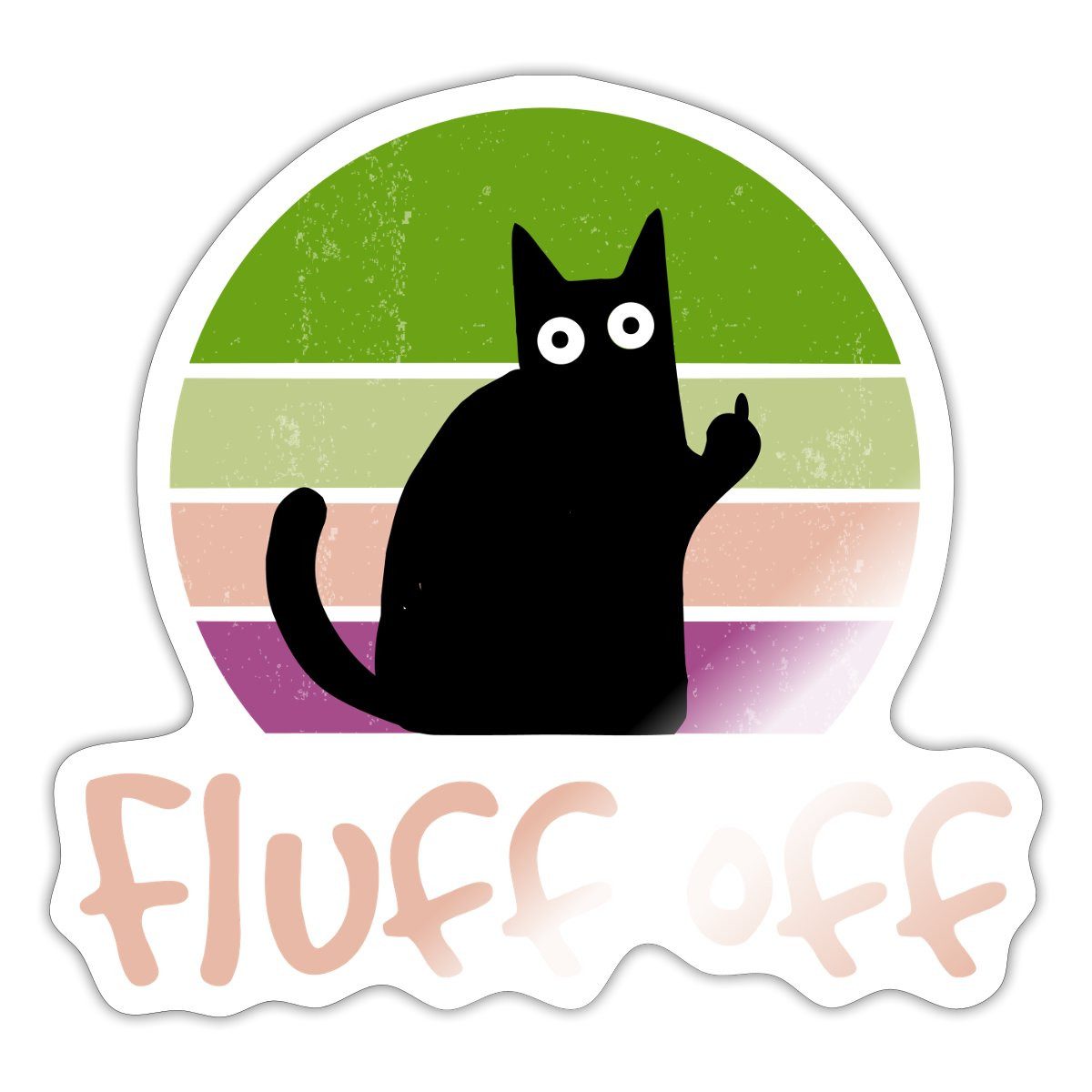 Spreadshirt Aufkleber Katze Mittelfinger Fluff Off Lustig Meme Sticker Aufkleber