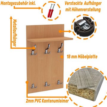 AKKE Garderobenhalter, MIDI Garderobe Verchromte Haken 2mm PVC Kantenumleimung