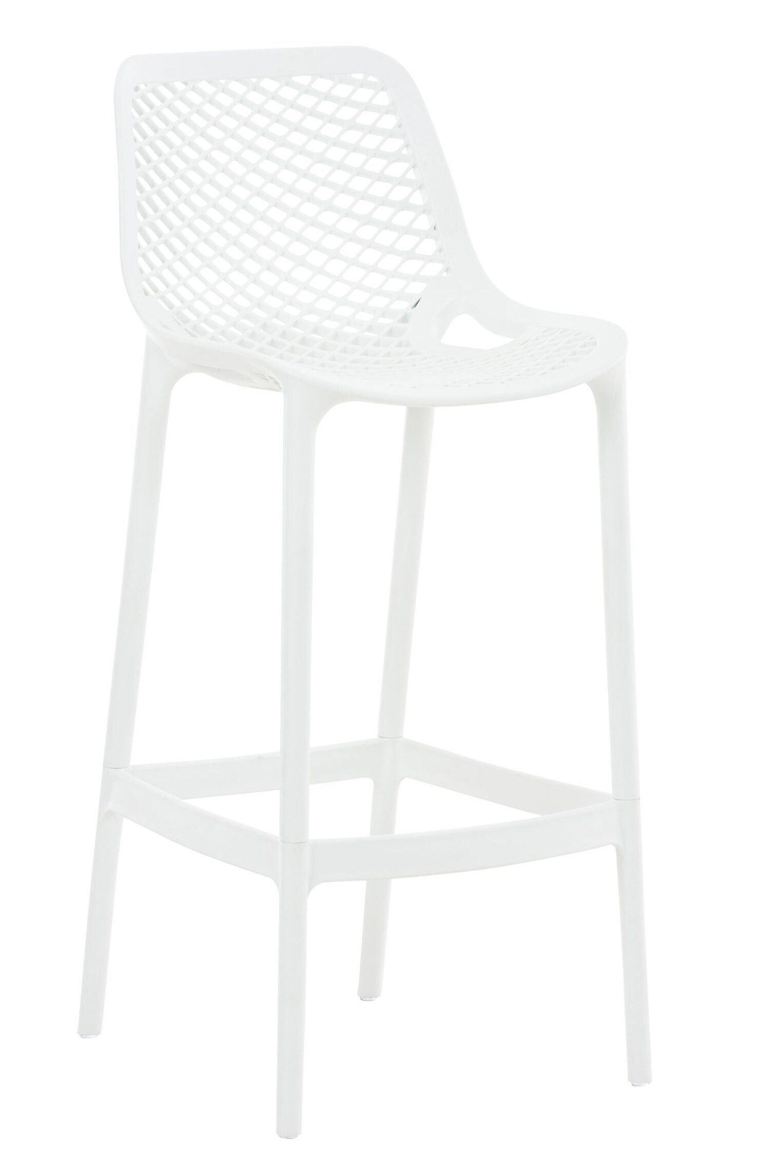 TPFLiving Barhocker Air (mit angenehmer Fußstütze - Hocker für Theke & Küche), Gestell Kunststoff - Sitzfläche: Kunststoff Weiß