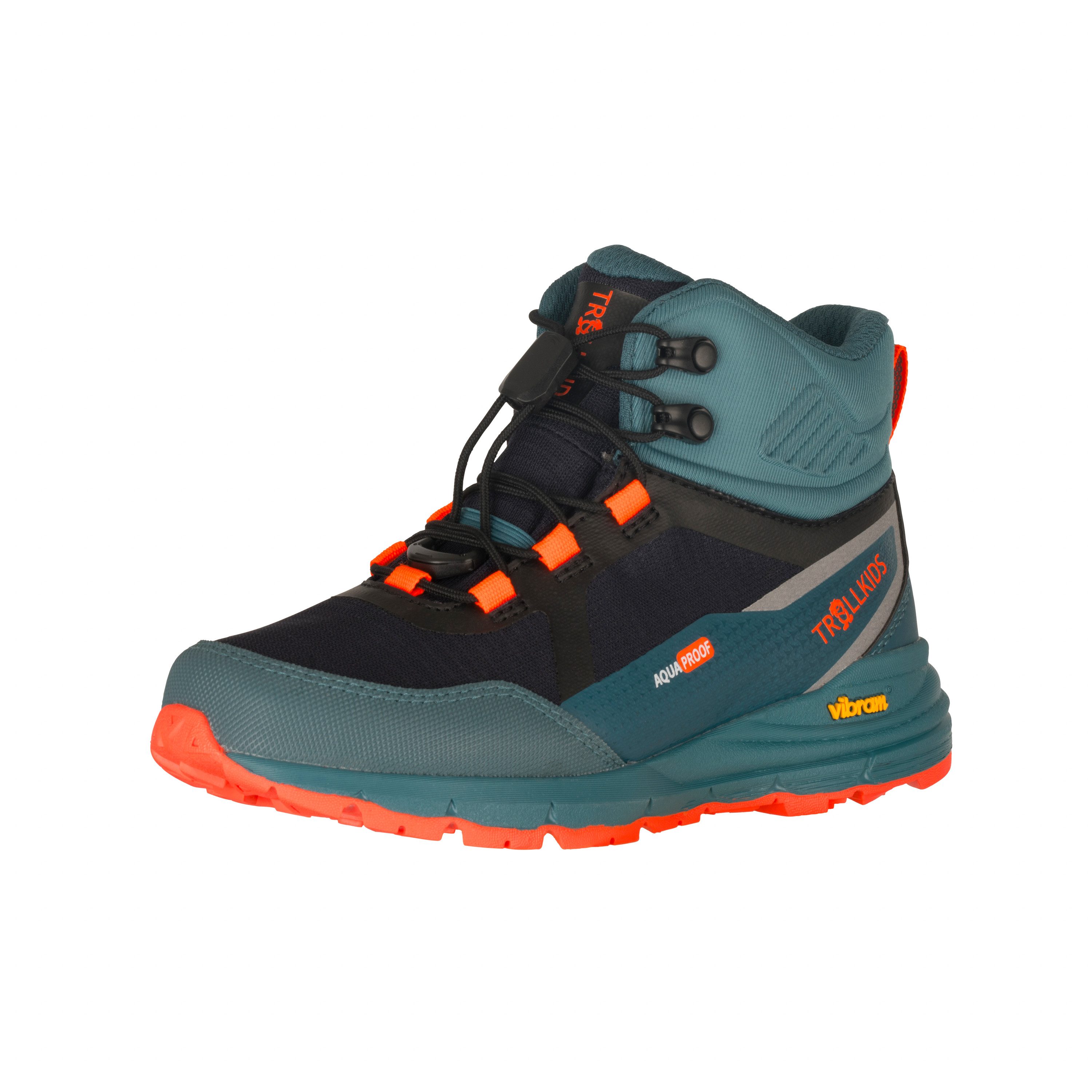 TROLLKIDS KIDS SKARVAN HIKER MID XT Outdoorschuh wasserdicht, Vibram Sohle, Schnellverschluss, reflektierende Details