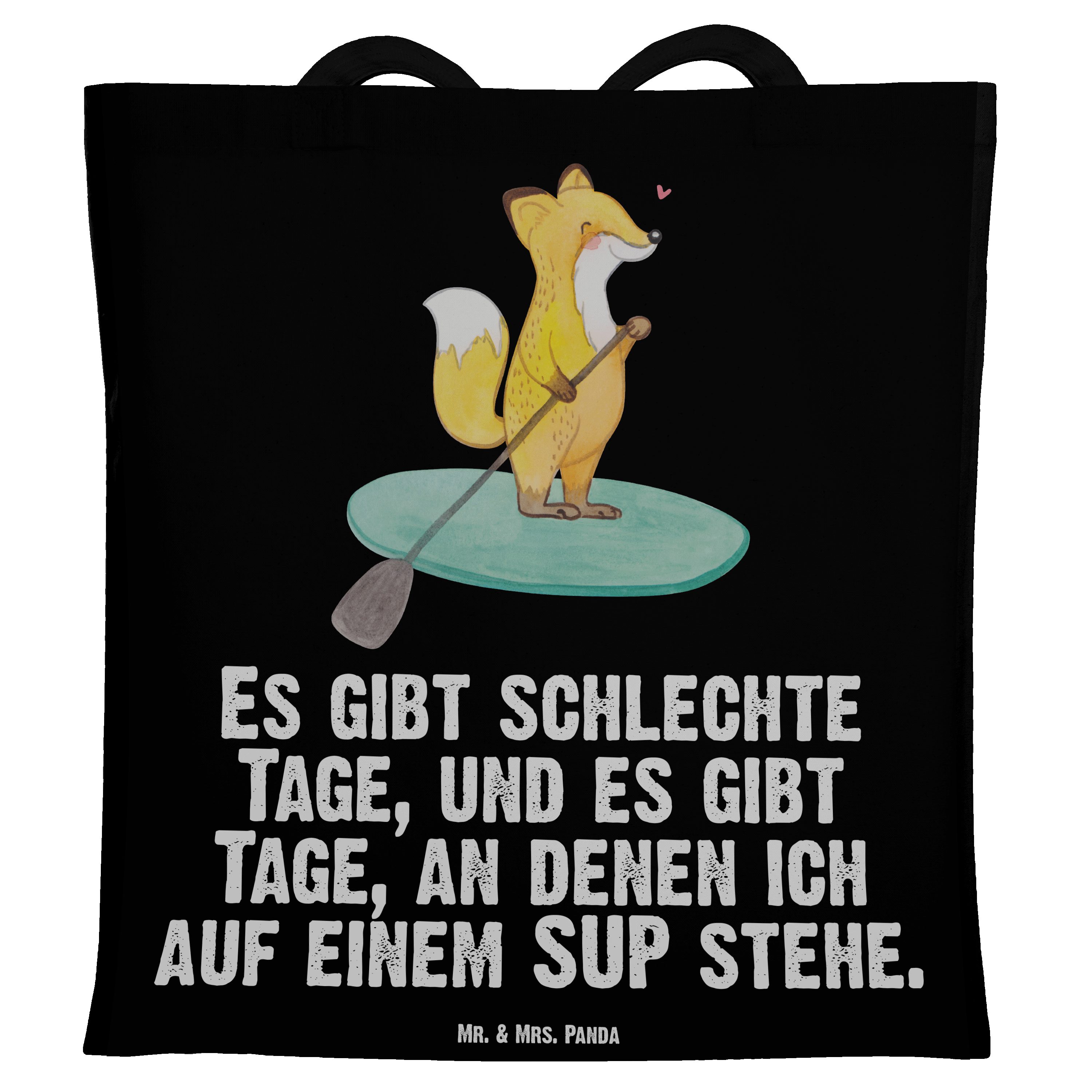 Mr. & Mrs. Panda Tragetasche Fuchs Stand Up Paddling Tage - Schwarz - Geschenk, Einkaufstasche, Be (1-tlg)