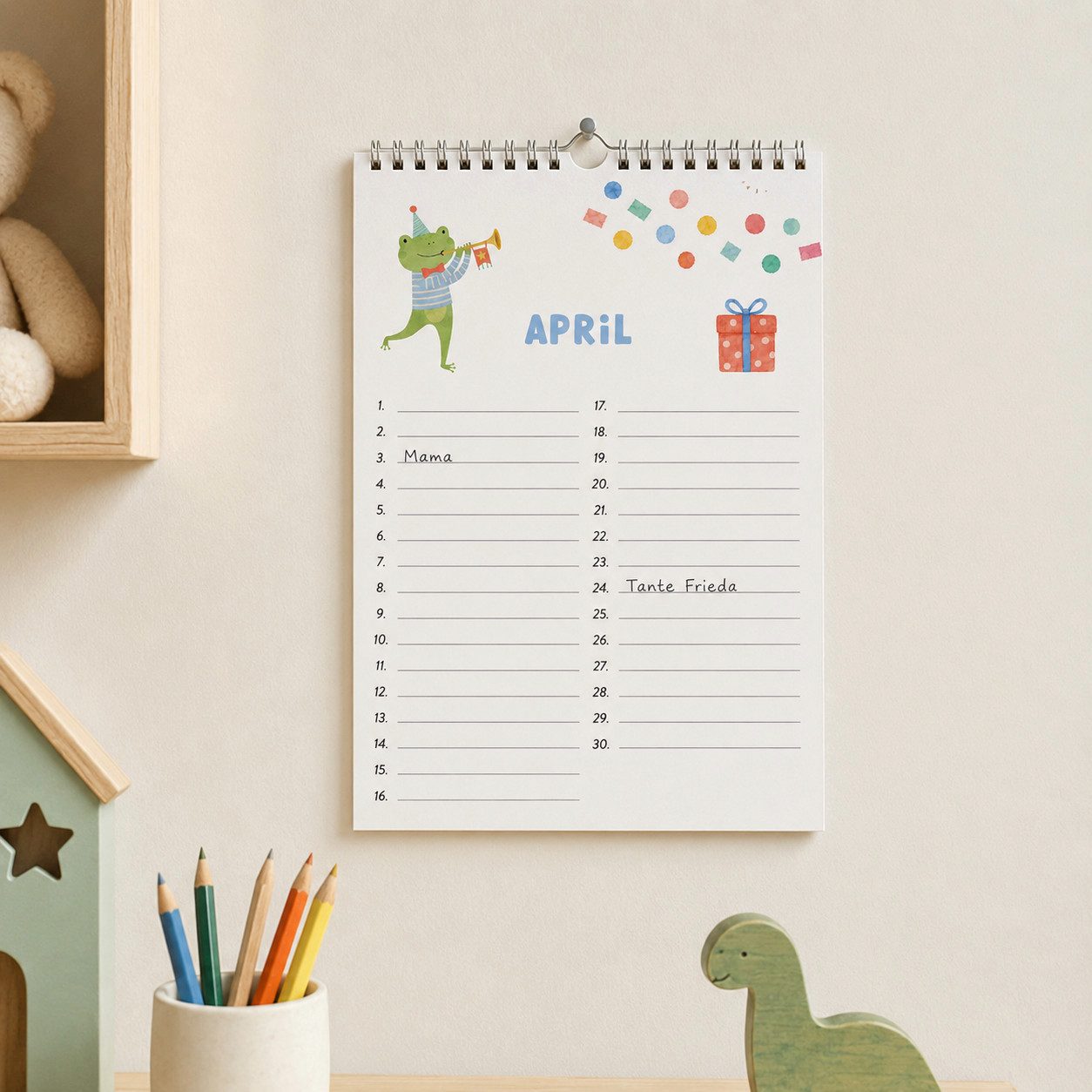 heaven+paper Familienkalender Geburtstagskalender DIN A5 für Kinder immerwährend, Hergestellt in Deutschland