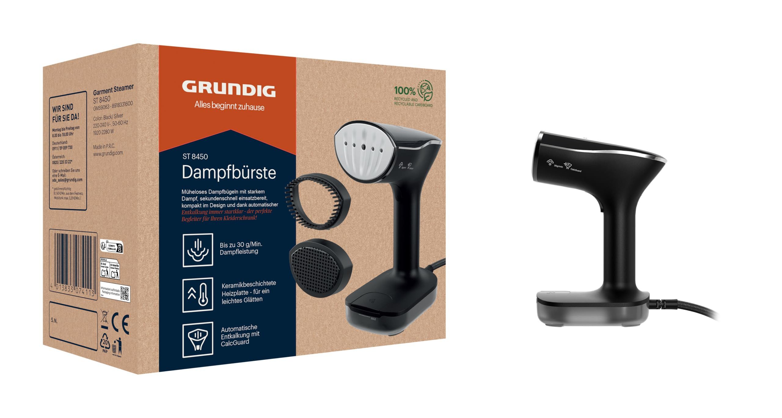 Grundig Multi-Sauger GRU ST 8450, Dampfbürste mit variablem Dampfausstoß