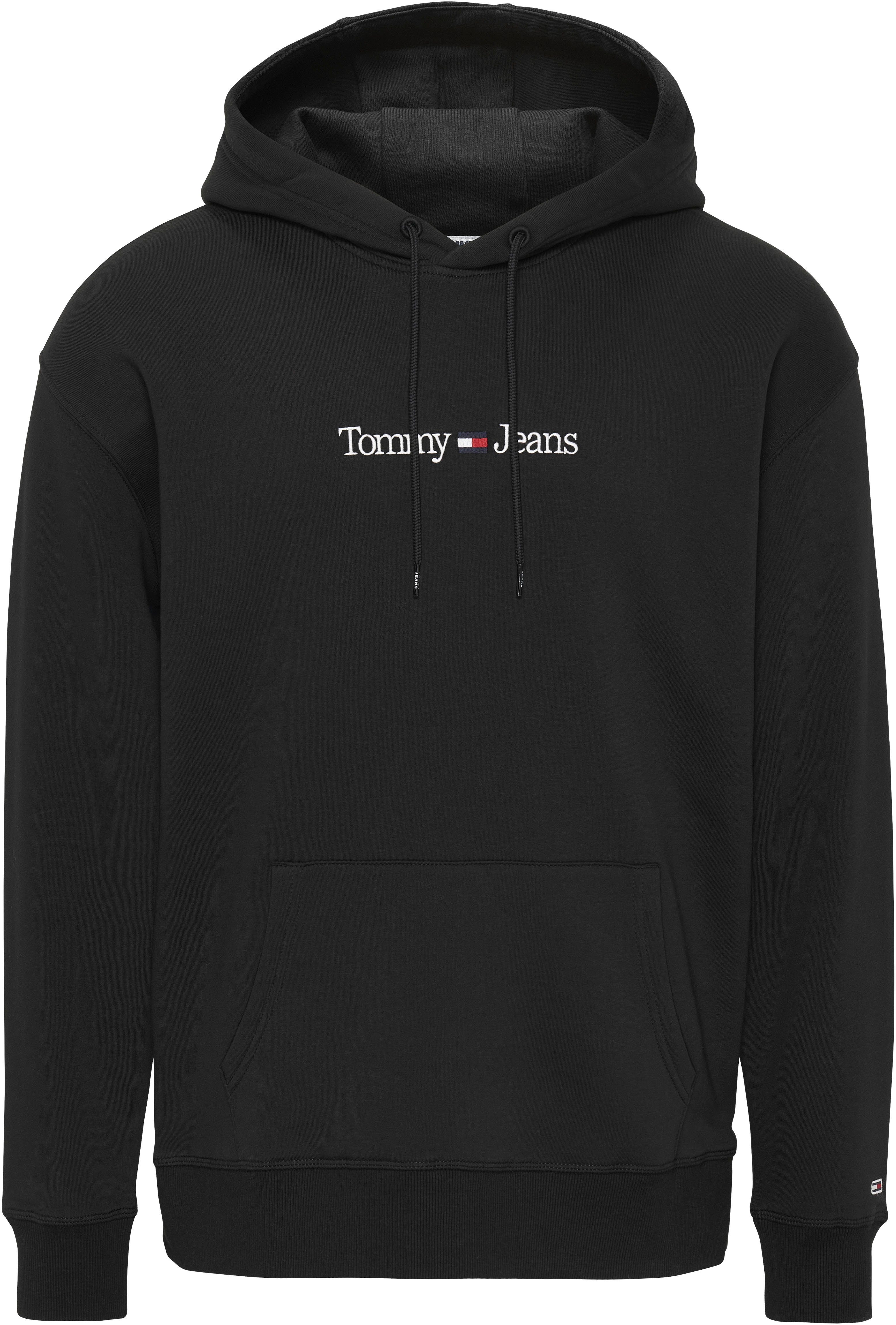 Black Tommy-Jeans TJM mit Brust Tommy Kapuzensweatshirt LINEAR Jeans Branding auf der REG HOODIE