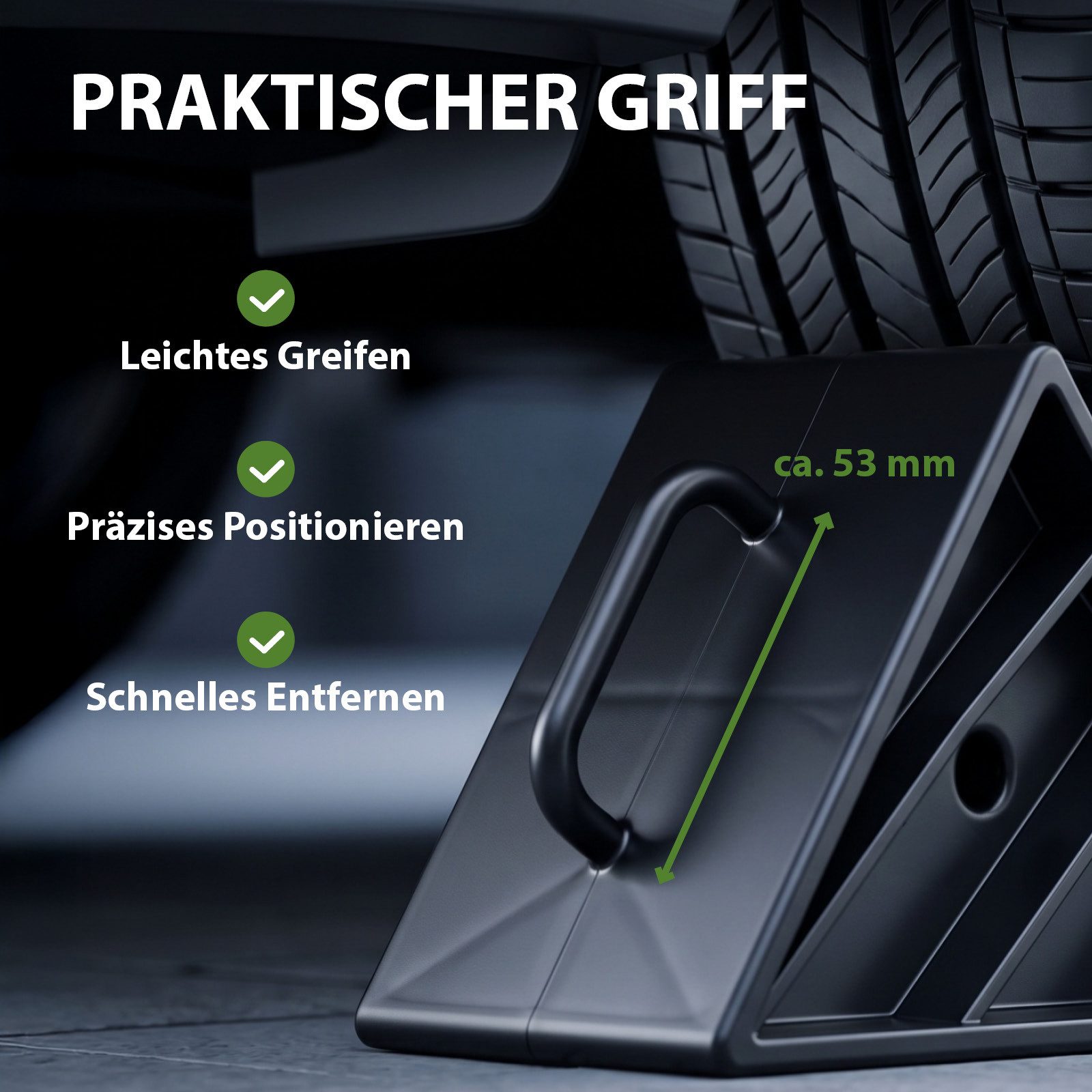 TRUTZHOLM Auffahrrampe 2x Unterlegkeil mit Griff 1,5 t Kunststoff für PKW Anhänger Wohnwagen (2-St., 2er Set), Hohe Tragkraft, rutschfeste Oberfläche, mit prakt – Bild 5 von 5