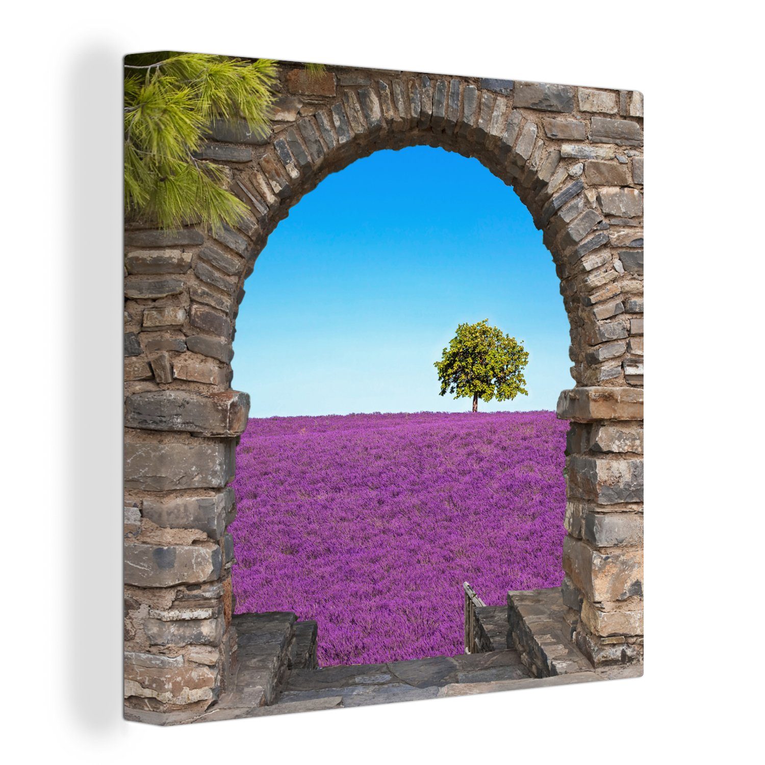 Leinwandbild (1 OneMillionCanvasses® Lavendel Wohnzimmer St), Leinwand Blumen Ansicht, Bilder Baum - Schlafzimmer - - für