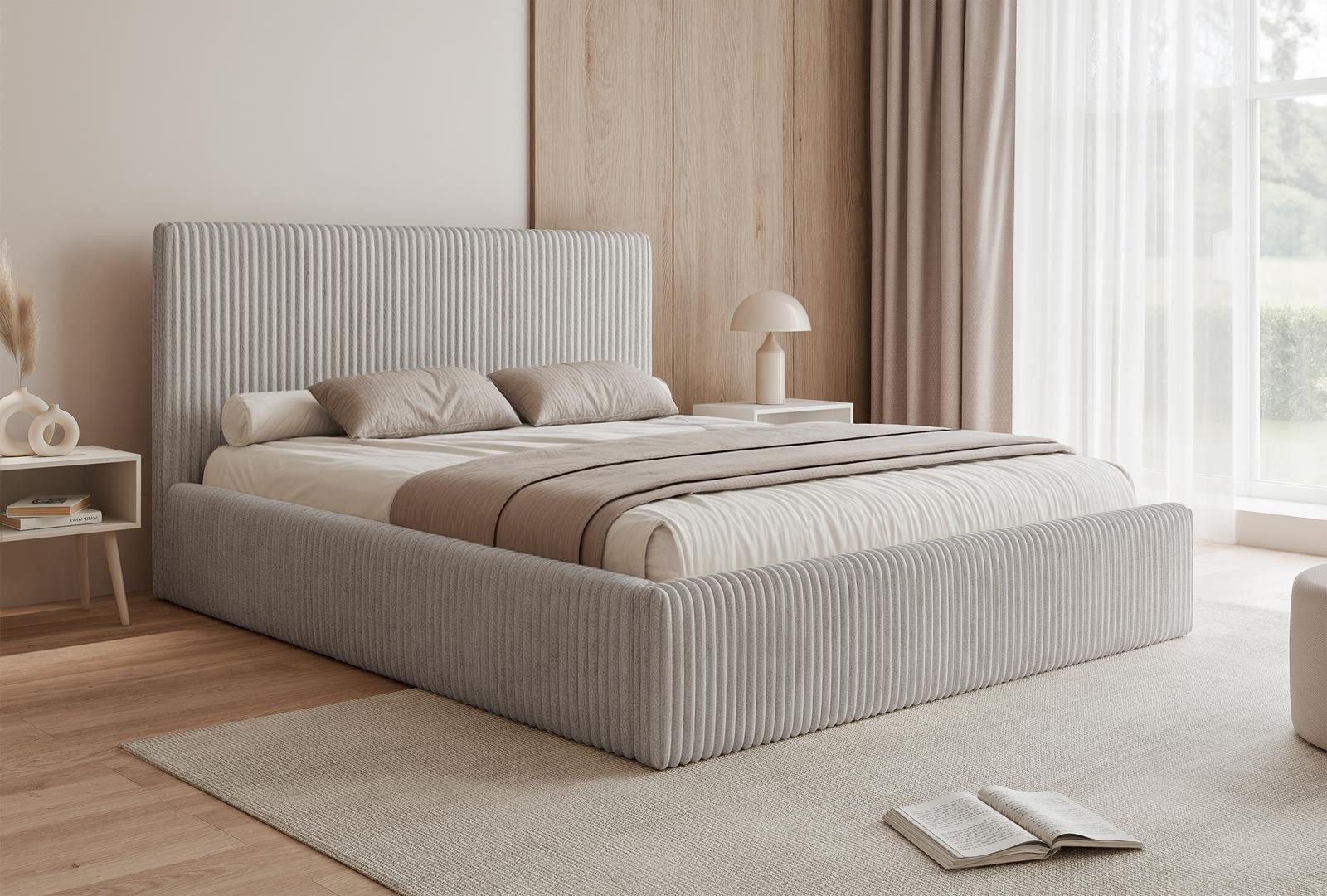 Compleo Polsterbett ASTA, Slim und elegant, grober Cordstoff, Designbett, m günstig online kaufen