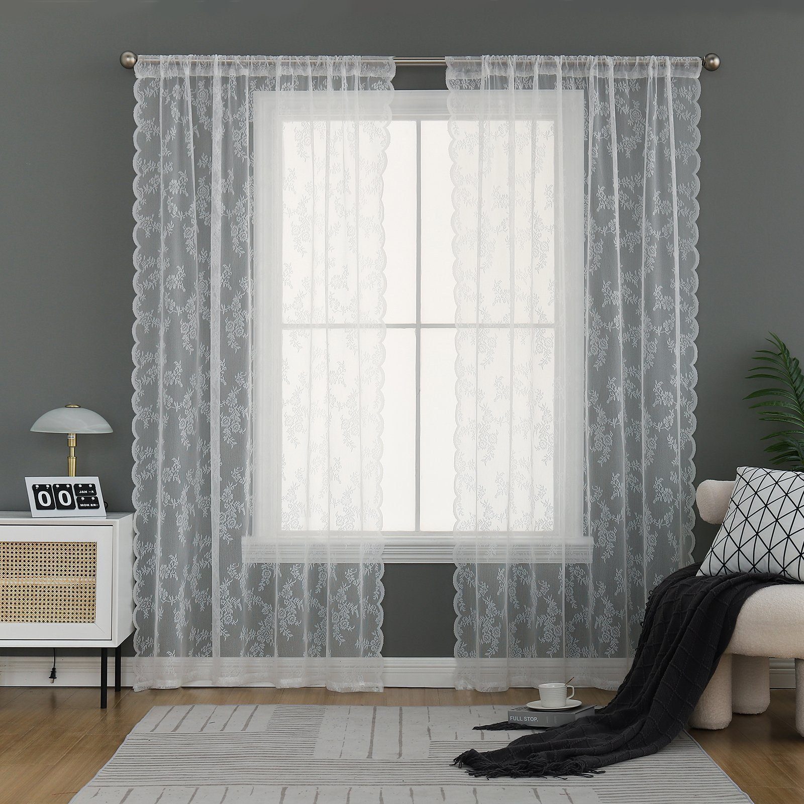 BYSURE Gardine, Stangendurchzug (2 St), halbtransparent, günstig online kaufen