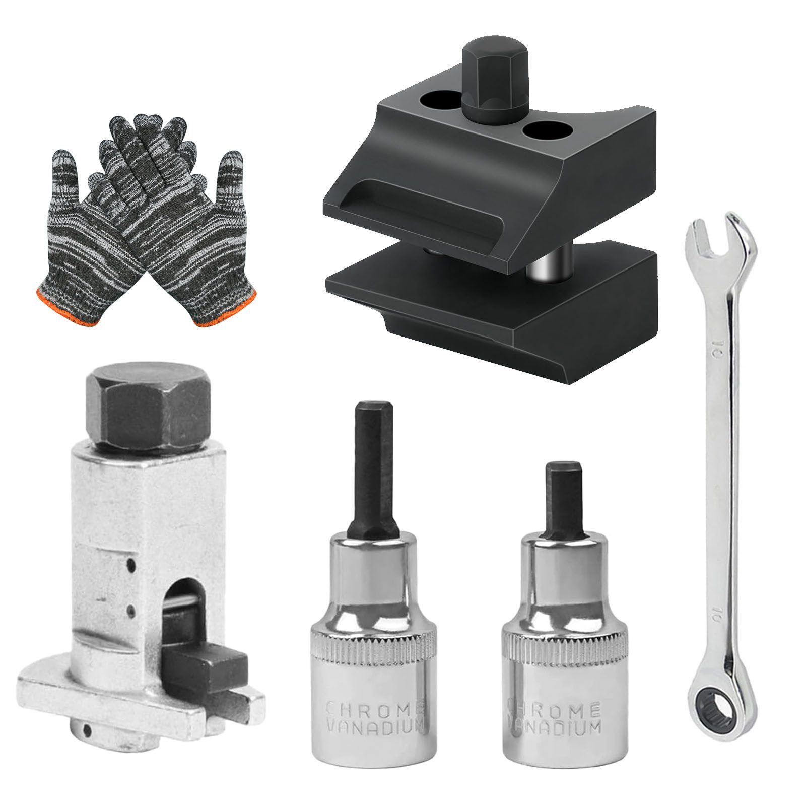 PRIISF Montagewerkzeug Spreizer Radlagergehäuse Stoßdämpfer Werkzeug Universal Federbein Satz, (Klemmbohrung Spreizwerkzeug Federbein Achsschenkel Traggelenk Spreizer, 6-tlg., Gehärteter Stahl Federbein Spreizer Werkzeug Federung Strebe Trennung), Traggelenke Stoßdämpfer Werkzeug Spreizwerkzeug für PKW KFZ, Auto, SUV