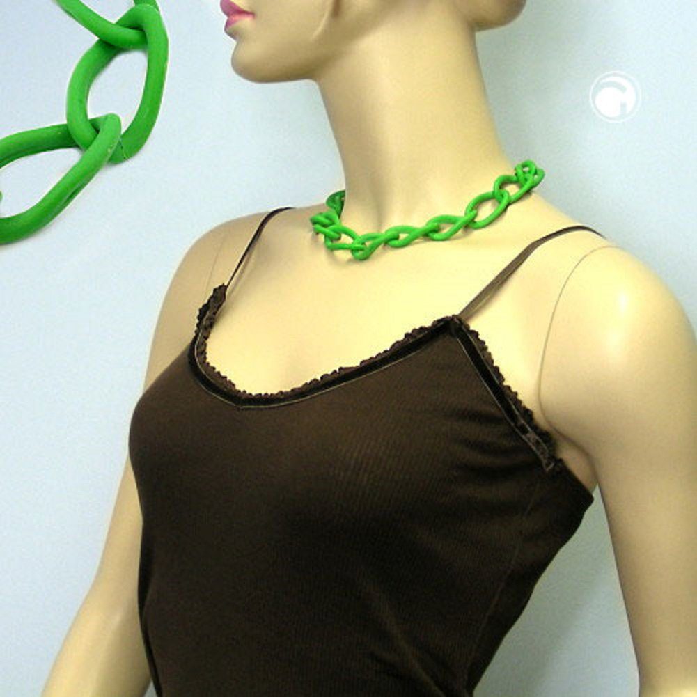 Weitpanzer Modeschmuck für matt Kettenglieder Kette Damen Kunststoff Collier unbespielt grün Modeschmuck 45 cm,