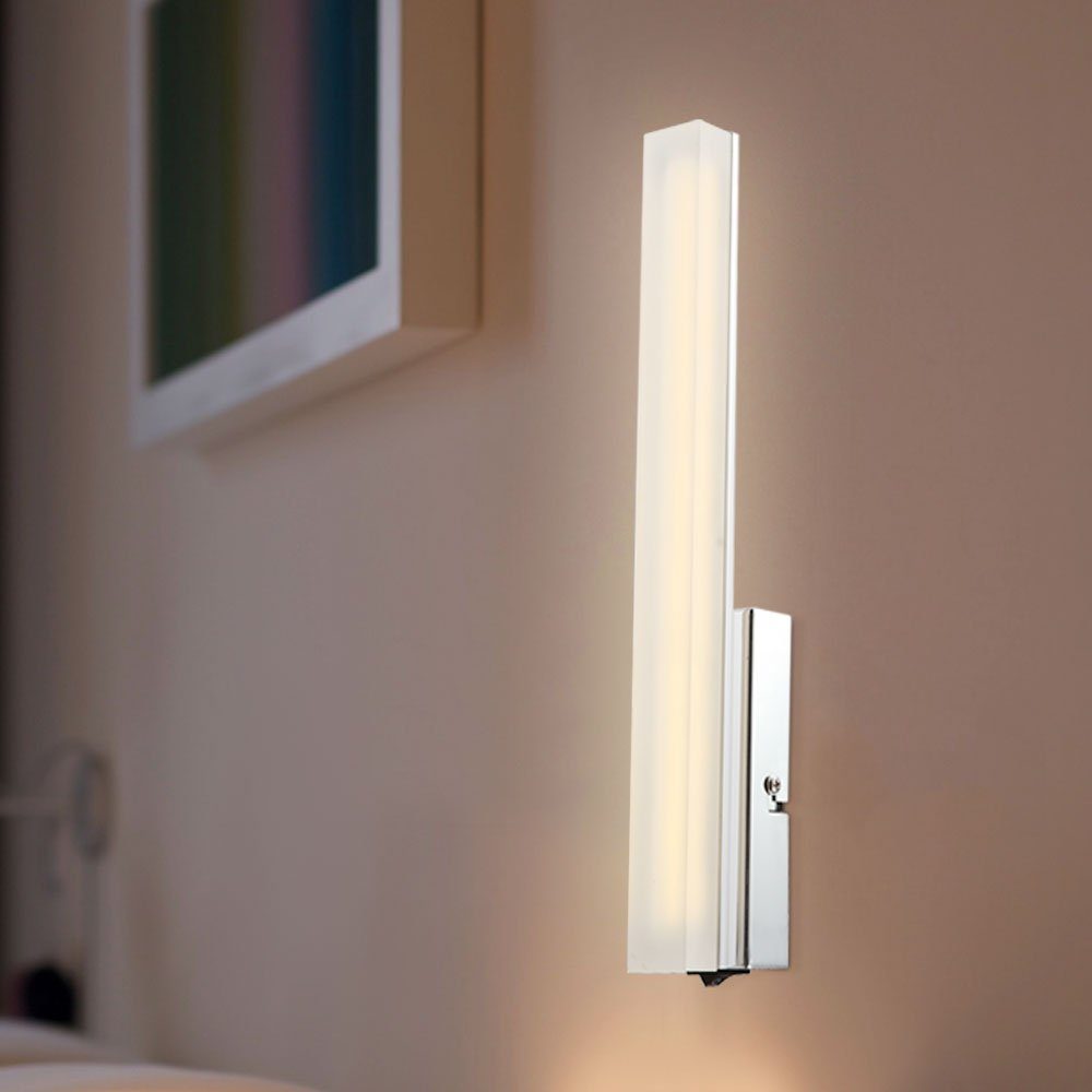 Globo LED Wandleuchte, LED-Leuchtmittel fest 7 Wand Ess Lampe Chrom Leuchte Watt Zimmer Warmweiß, verbaut, Wohn Küchen Beleuchtung LED