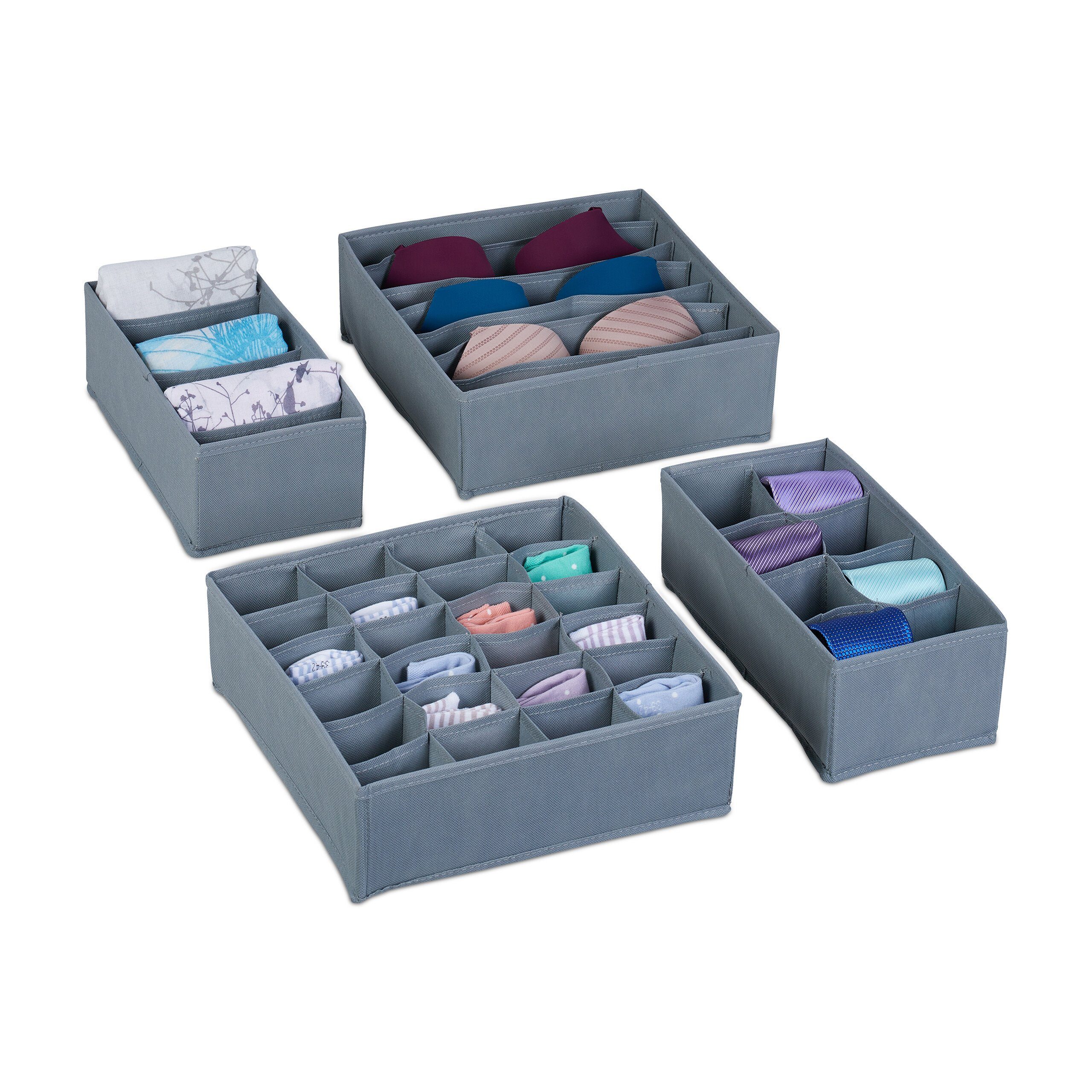 relaxdays Aufbewahrungsbox Schubladen Organizer 4-teiliges Set