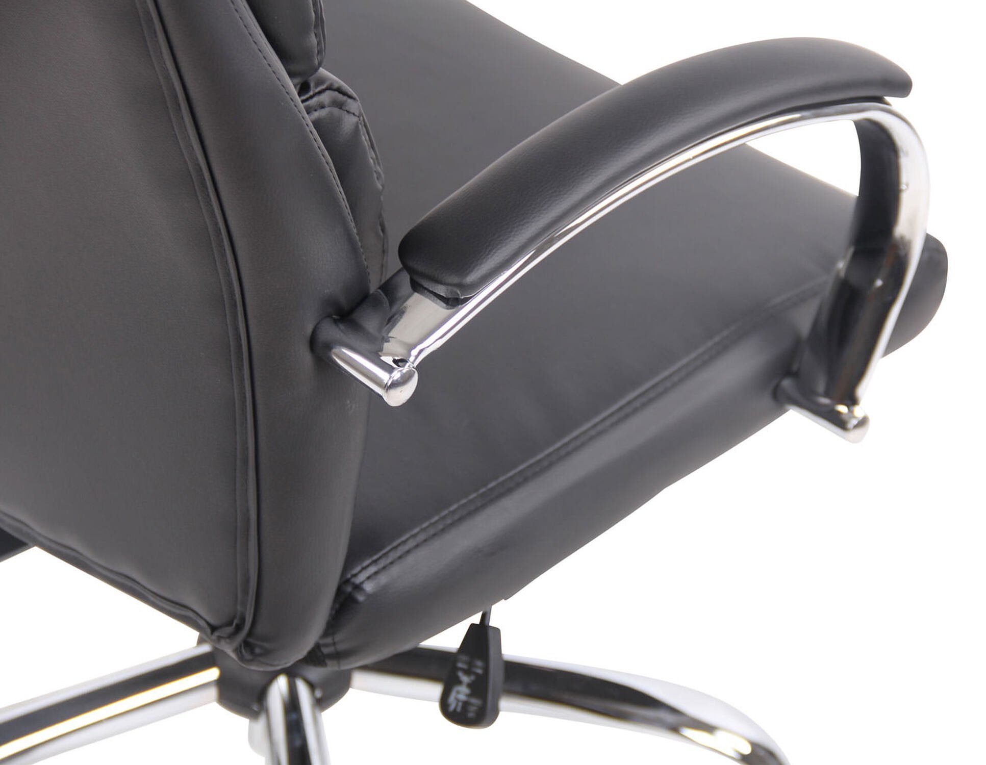 TPFLiving Bürostuhl Bradley mit - schwarz Gestell: Chefsessel, geformter Metall Sitzfläche: (Schreibtischstuhl, bequemer ergonomisch Drehstuhl, Rückenlehne chrom Gamingstuhl), Kunstleder