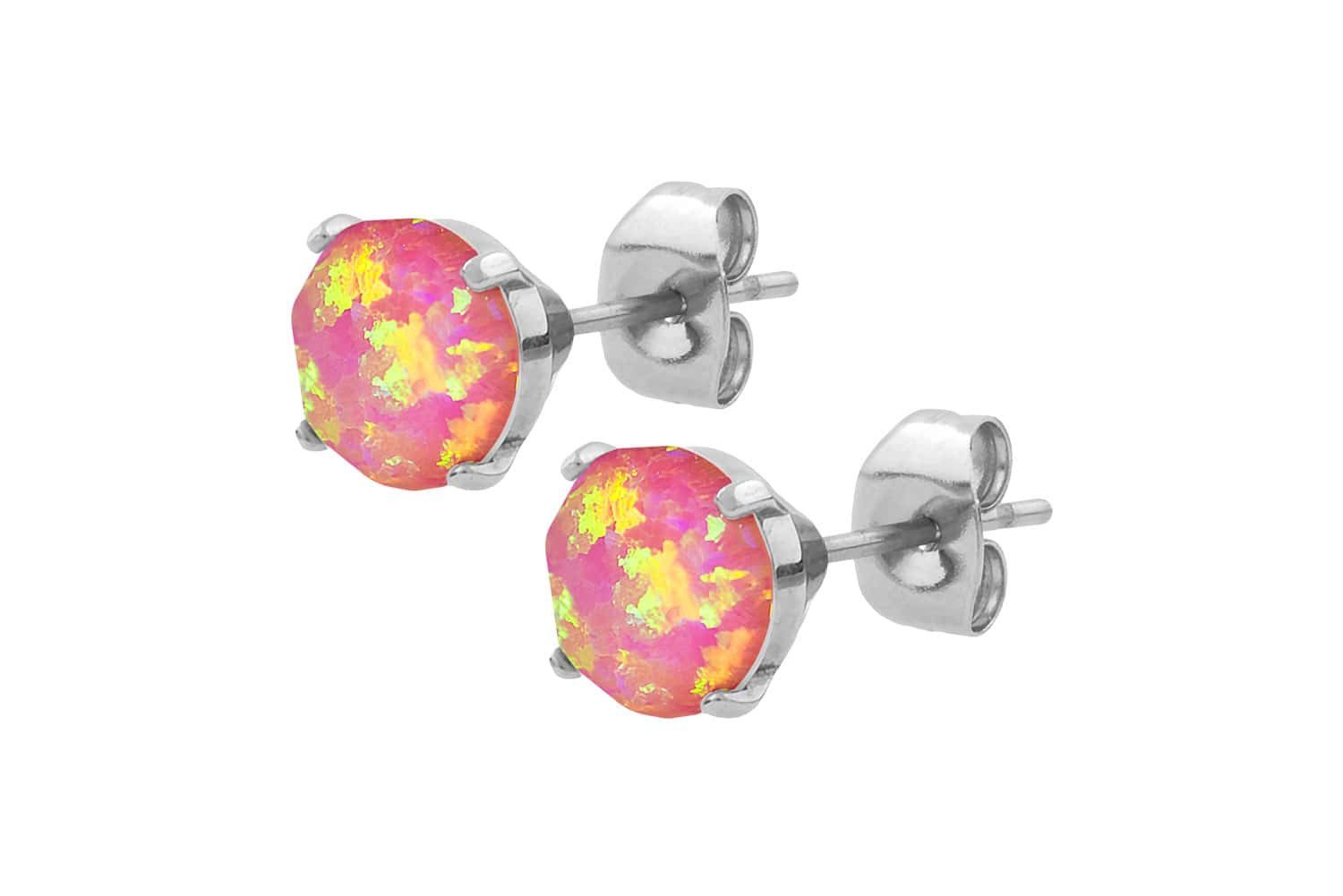 Paar Ohrstecker Chirurgenstahl Ohrstecker SYNTHETISCHER OPAL