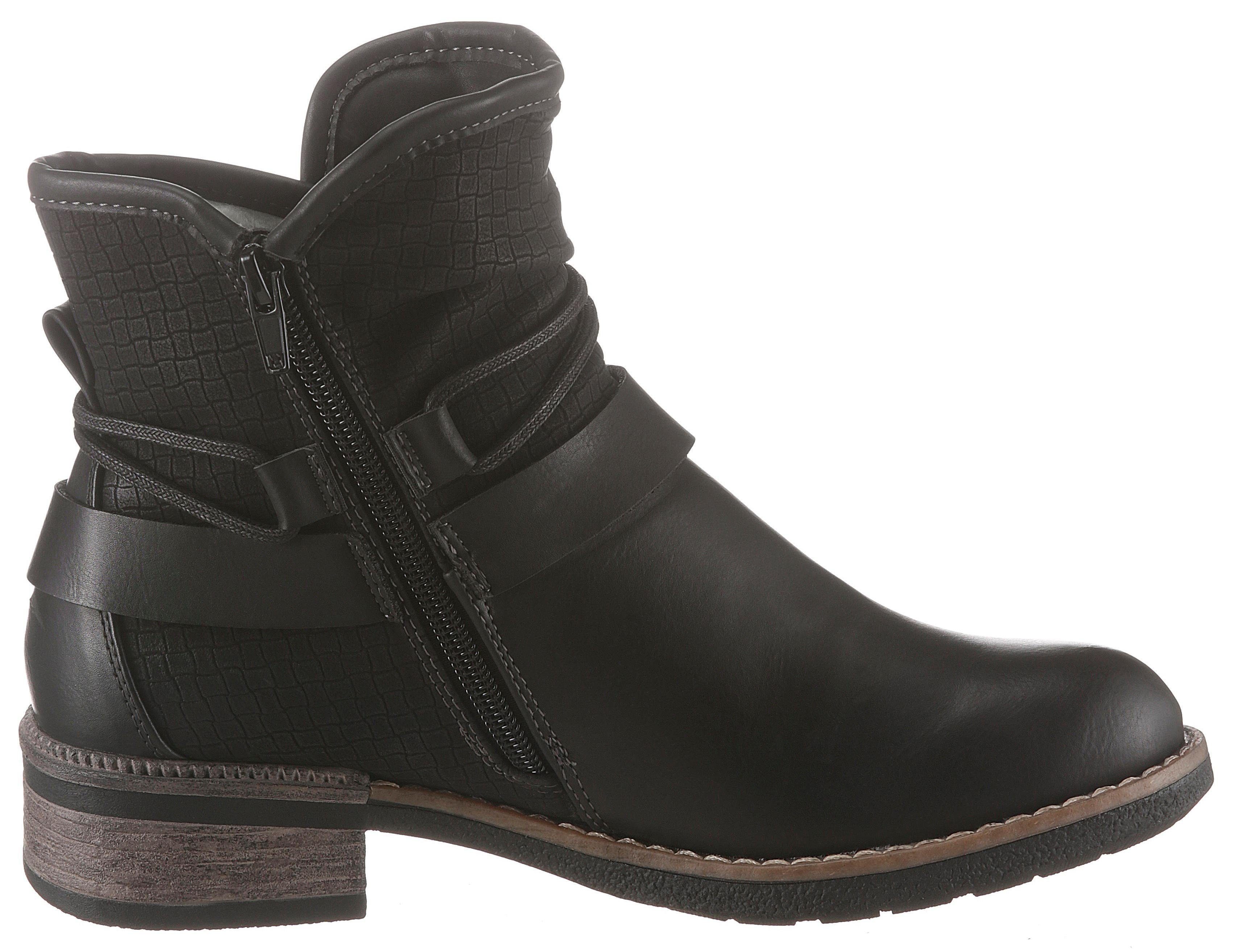 Rieker Winterboots, Winterstiefelette, Blockabsatz, Warmfutter, mit Zierbänder