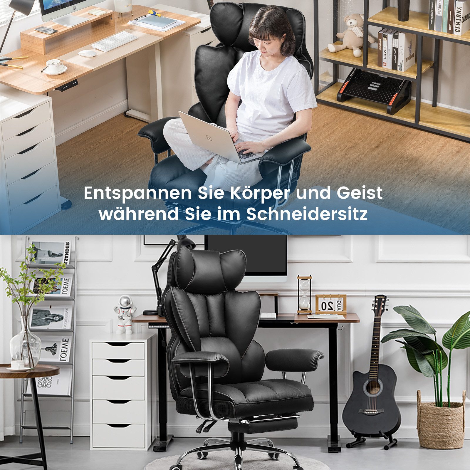 GTPLAYER Gaming-Stuhl Gamer Stuhl, Ergonomischer Bürostuhl mit Fußstütze, Gaming Chair mit Federsitzkissen, Gaming Sessel 180kg