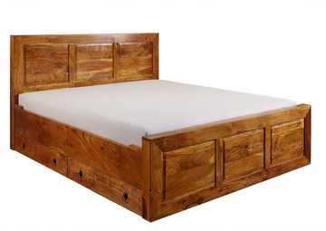 Massivmoebel24 Massivholzbett Bett Akazie 140x200x114 honig lackiert OXFORD #0304