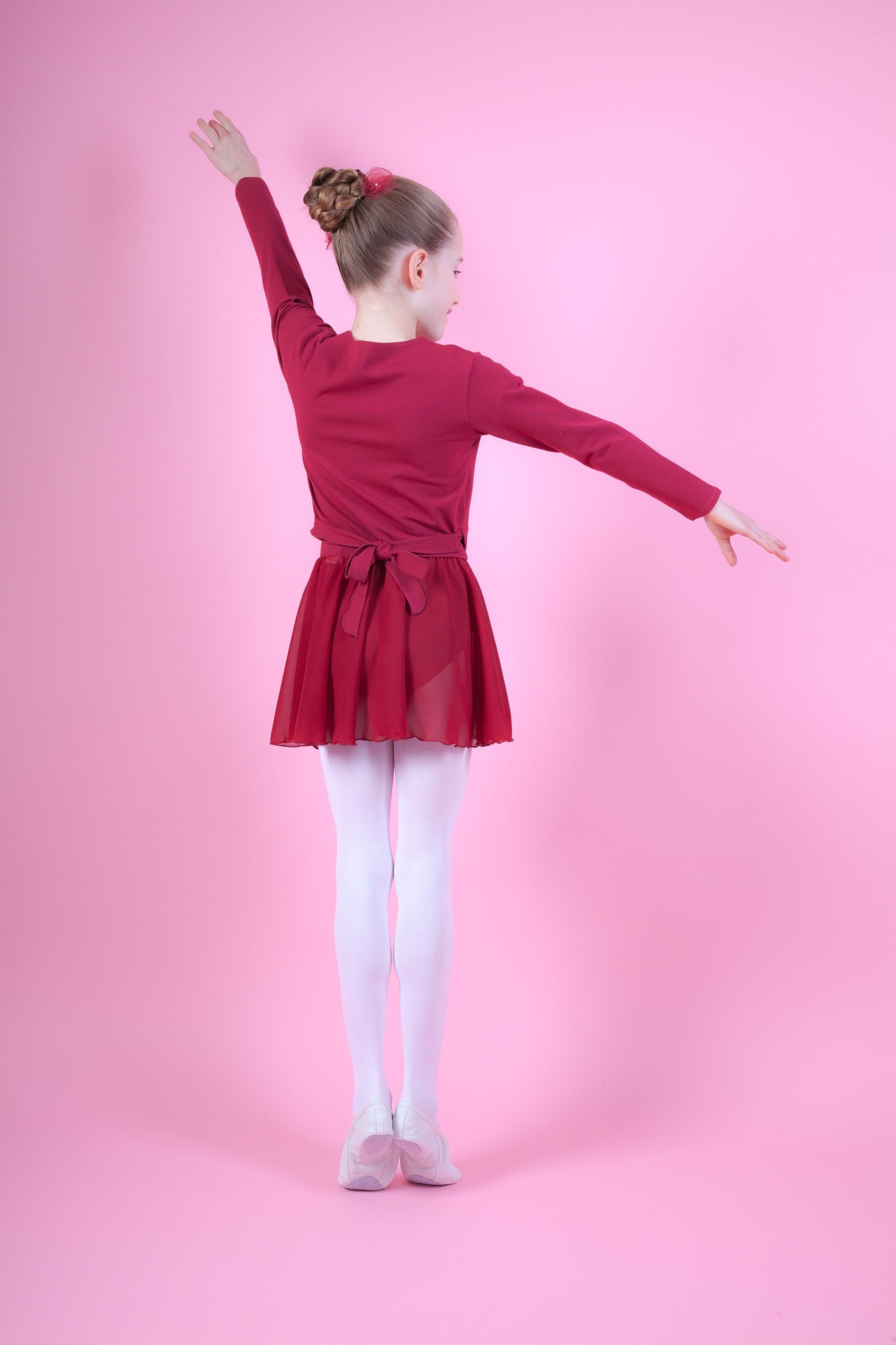 tanzmuster Sweatjacke Ballett Wickelacke Baumwolle burgunder Mädchen weicher für Ballettjacke Mandy aus