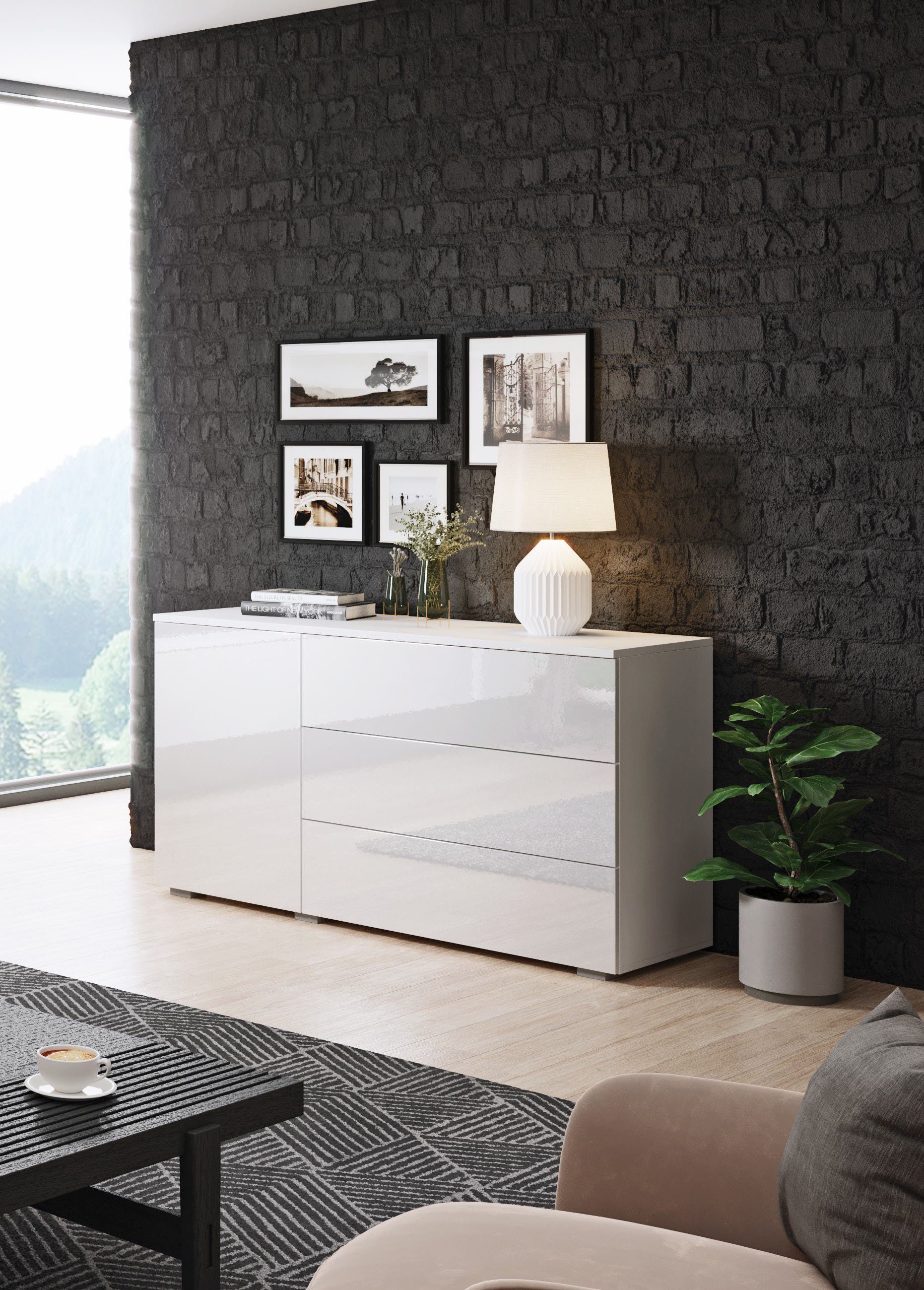 OTTO home Sideboard PARIS (1 St), Moderne 110cm breite grifflose Kommode, vielseitig einsetzbar