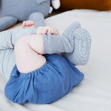 GoBabyGo ABS-Socken Kinder Stoppersocken (Grey Melange) - Rutschfeste Baby Krabbel Socken - Kleinkinder Strümpfe mit antirutsch Gummi Noppen