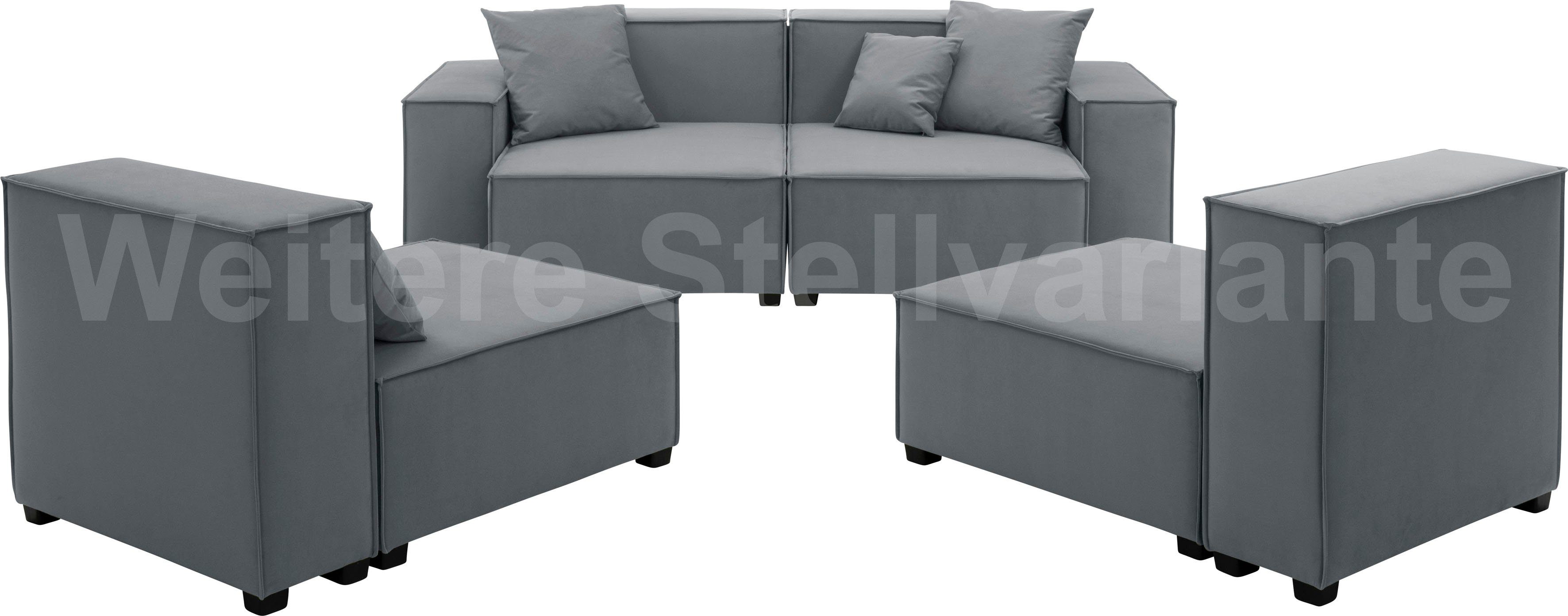 Wohnlandschaft Zierkissen, Set, grau Sitzelementen, inklusive MOVE, 4 04 Max aus 10 Sofa-Set kombinierbar Winzer®