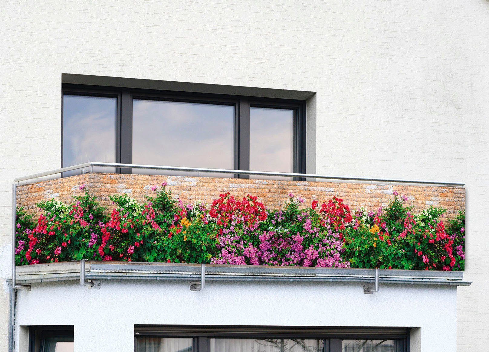 Maximex Balkonsichtschutz Mauer-Blumen 5 m, UV- und witterungsbeständig