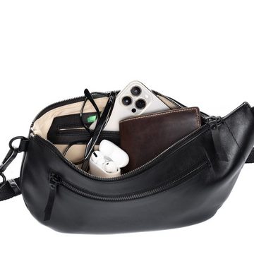 FEYNSINN Bauchtasche »NORI«, Hüfttasche echt Leder Unisex, Umhängetasche, Bumbag schwarz