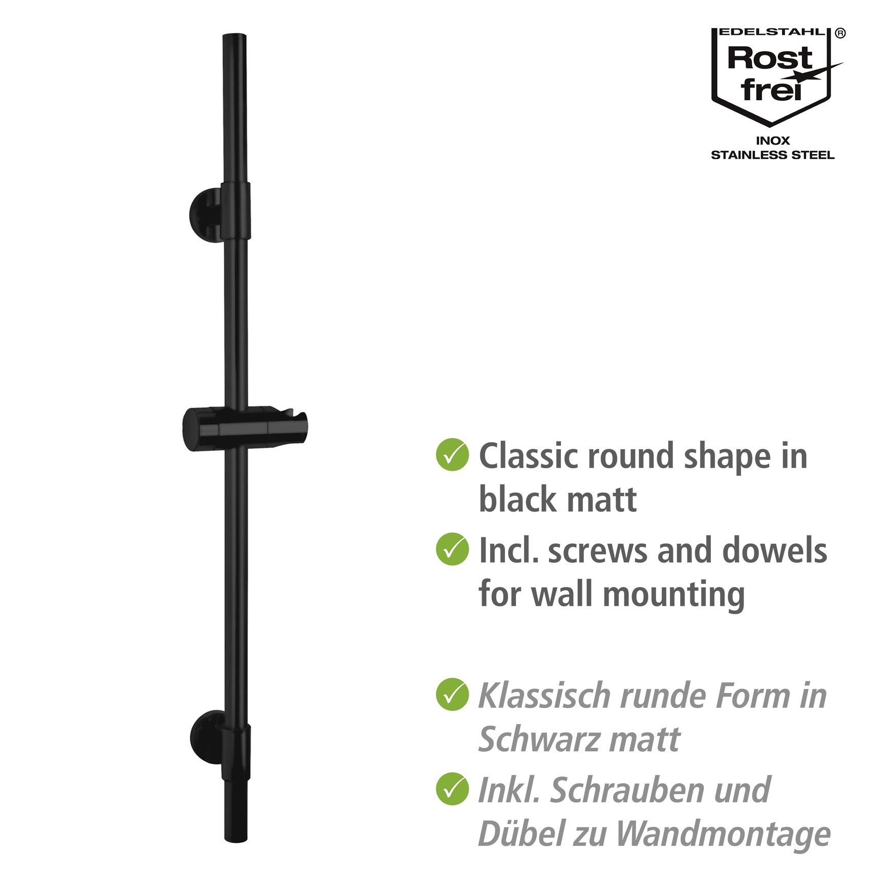 cm) T schwarz BASIC 66 (T cm WENKO WENKO Duschstange, Duschstange Duschstange 66