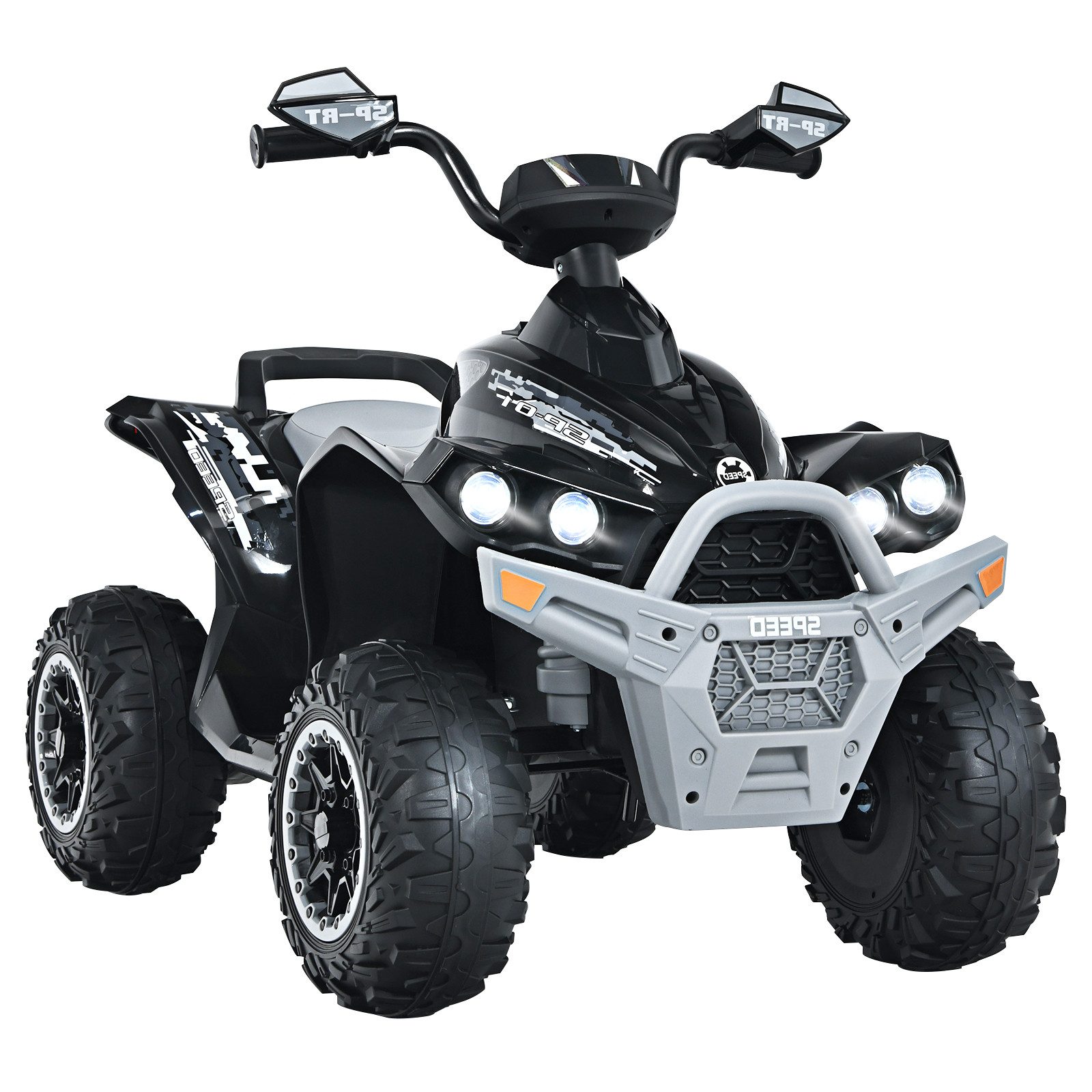 KOMFOTTEU Elektro-Kinderquad Kinderfahrzeug Elektroauto, mit LED-Scheinwerfern, Musik & Hupe
