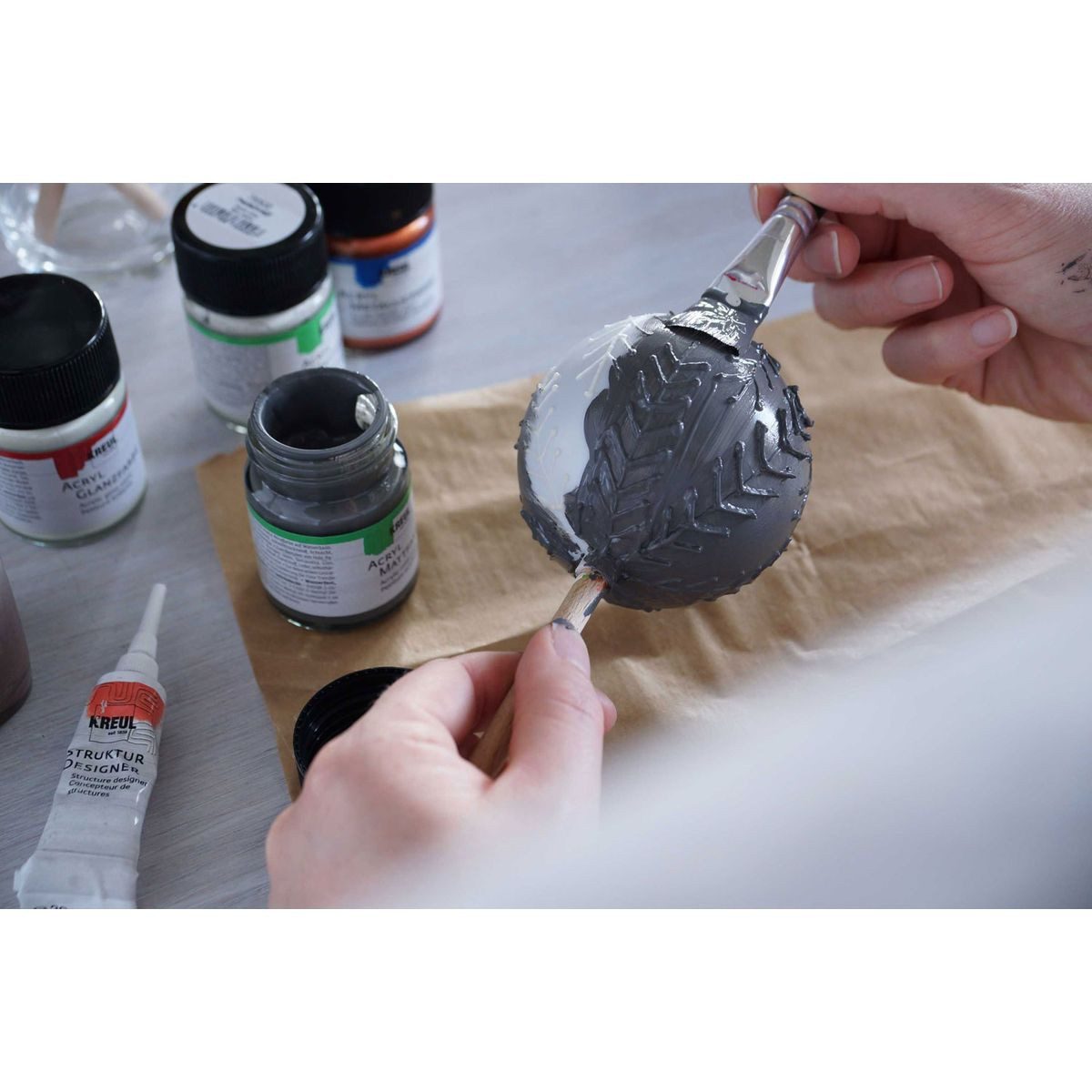 C. KREUL Acrylfarbe KREUL Acryl Mattfarbe olivgrün 50ml Glas